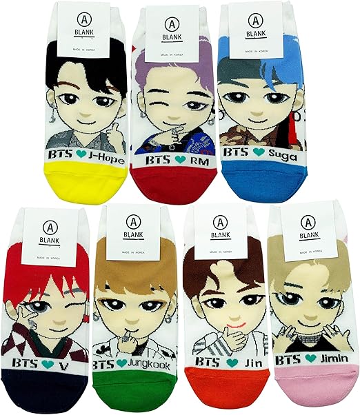 Amazon Kpop Bts 防弾少年団 カートゥーンキャラクターソックス Rm ジョングク ジミン V ジン J Hope シュガ 靴下 レッグウェア 通販