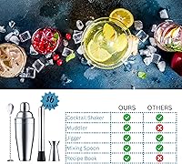 Vista 2 de 24oz Cocktail Shaker Set - Martini Shaker w Built-in Drink Shaker Strainer, Muddler, Jigger, Mixing Spoon, Recipe Book for Bartending - Bar