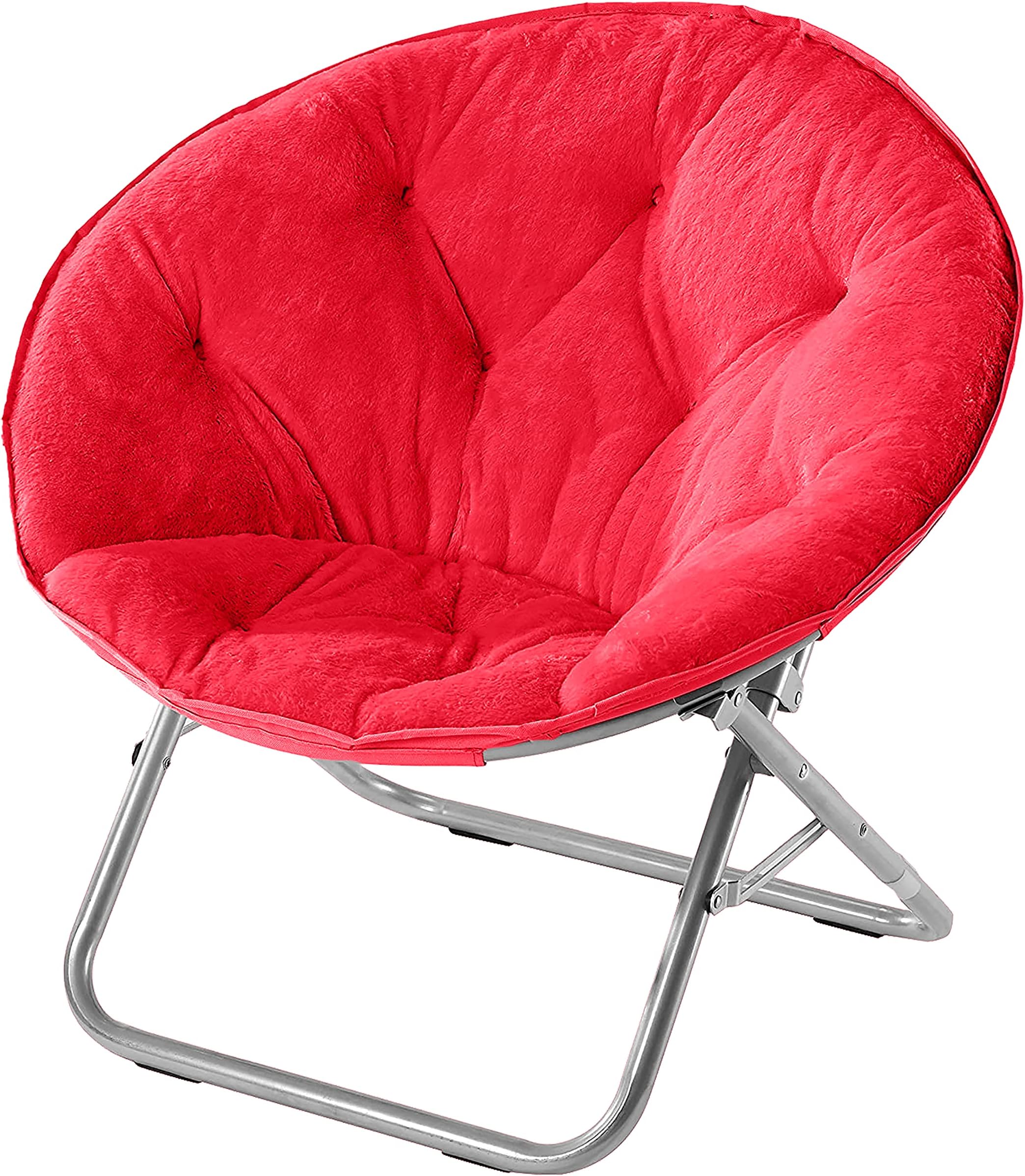 Faux Fur Saucer Chair, Adult, Red, 22"D x 32"W x 29"H