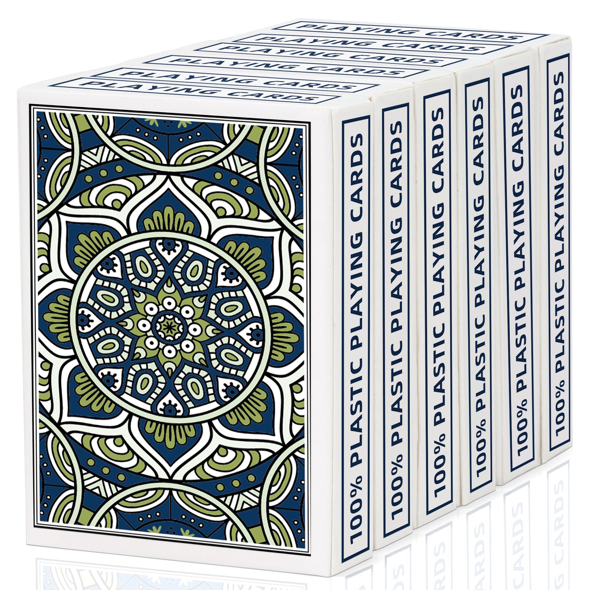 Playing Cards,Plastic Playing Cards Waterproof, Poker Size Card,Jumbo Large Print Playing Card for Adults and Seniors,6 Decks of Cards Bulk,Use for Party and Game (6 Pack Blue)