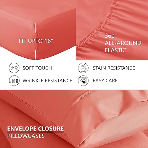 Miniatura 4 de American Home Collection Juego de sábanas de 4 piezas tamaño King, microfibra extrasuave, transpirable, resistente a las arrugas y a la