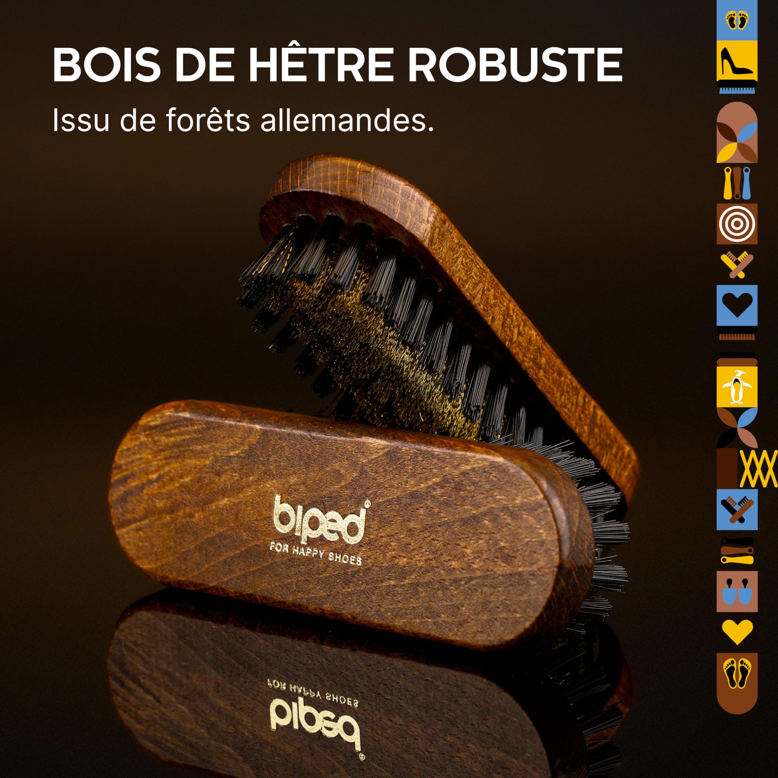 biped Brosse à Daim Exclusive Brosse à Daim Bois laqué Marron avec Laiton z2444
