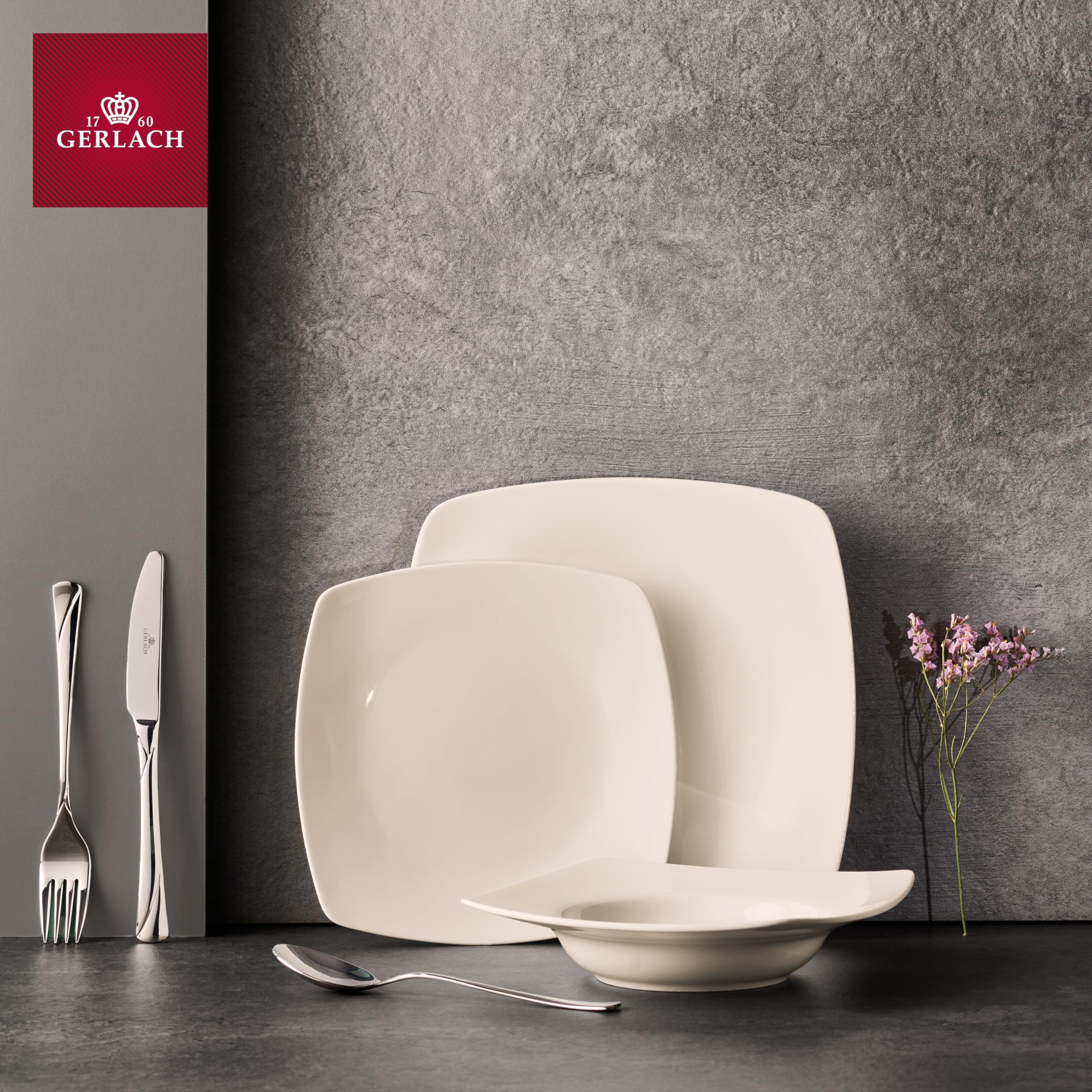 Gerlach Valor Zestaw Talerzy Obiadowych Dla 6 Osób Komplet Porcelanowych Talerzy 18 Elementów Serwis Obiadowy Talerze z Porcelany W Kolorze Kości Słoniowej