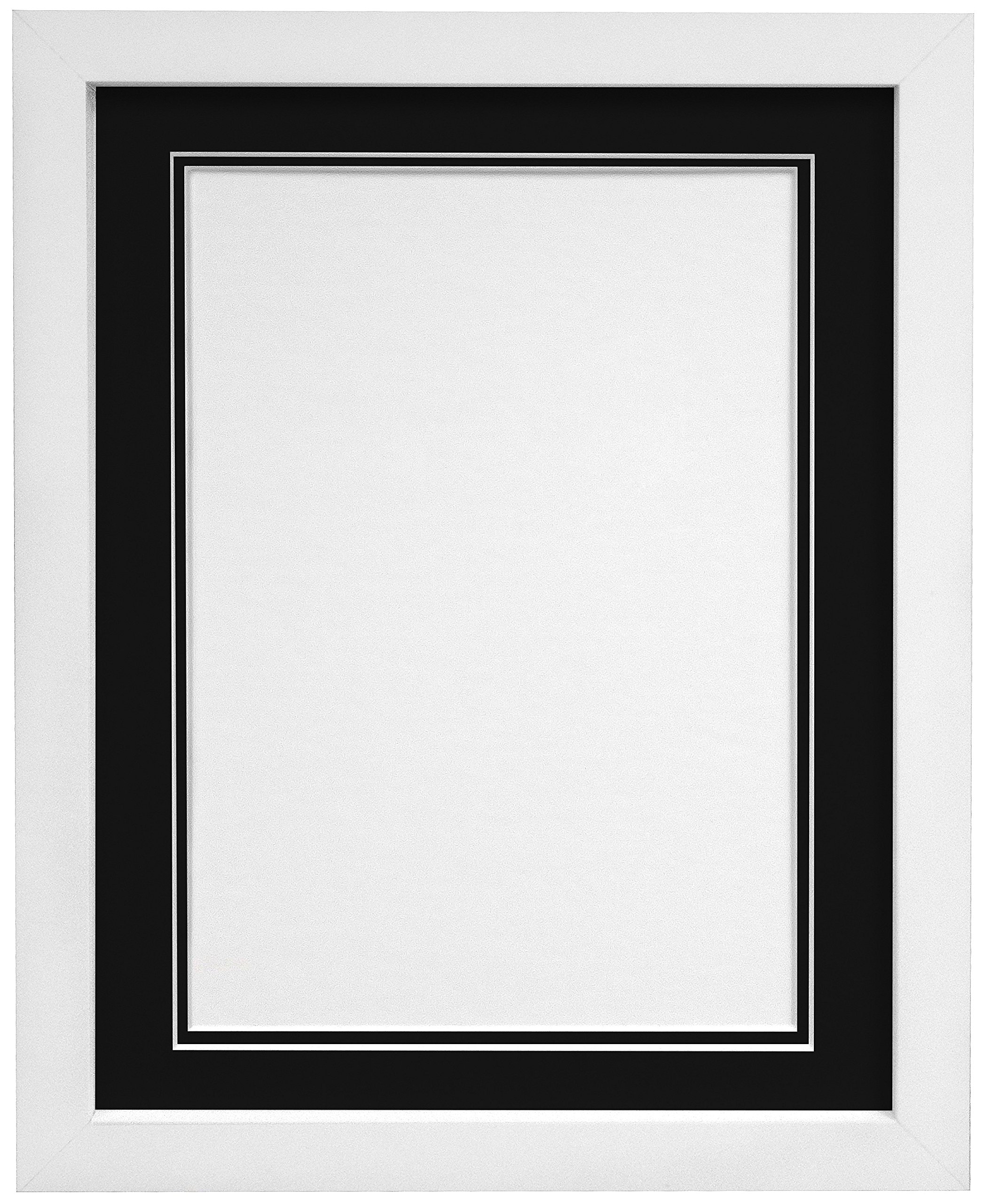 H7 White Picture Photo Frame With White and Black Double Mount 24 x 18 Image Size 18 x 12 Inch (Plastic Glass) - 2