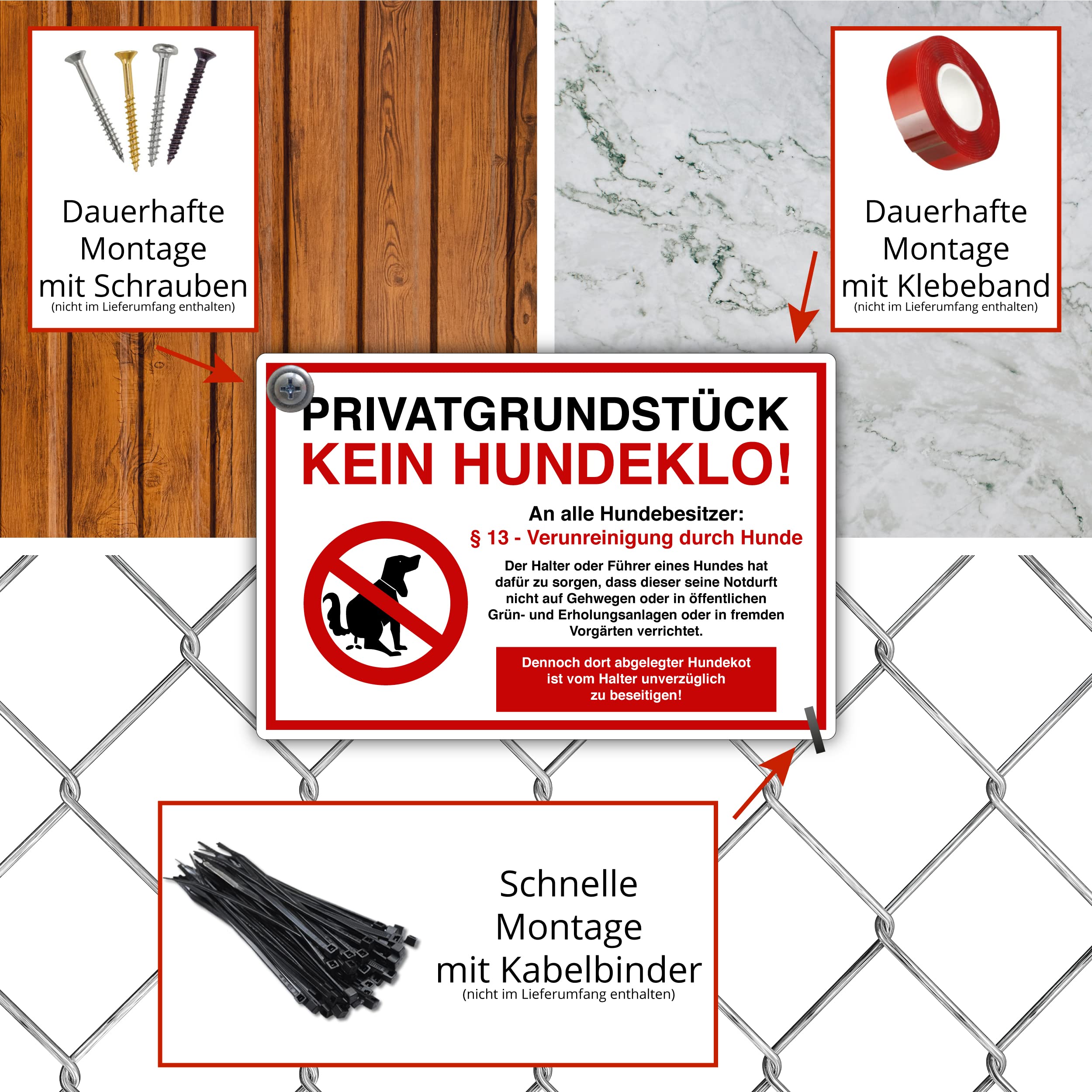 4x Geen Hondentoilet Bordjes - 30x15cm Weerbestendige PVC Waarschuwingsborden Met UV-Bescherming