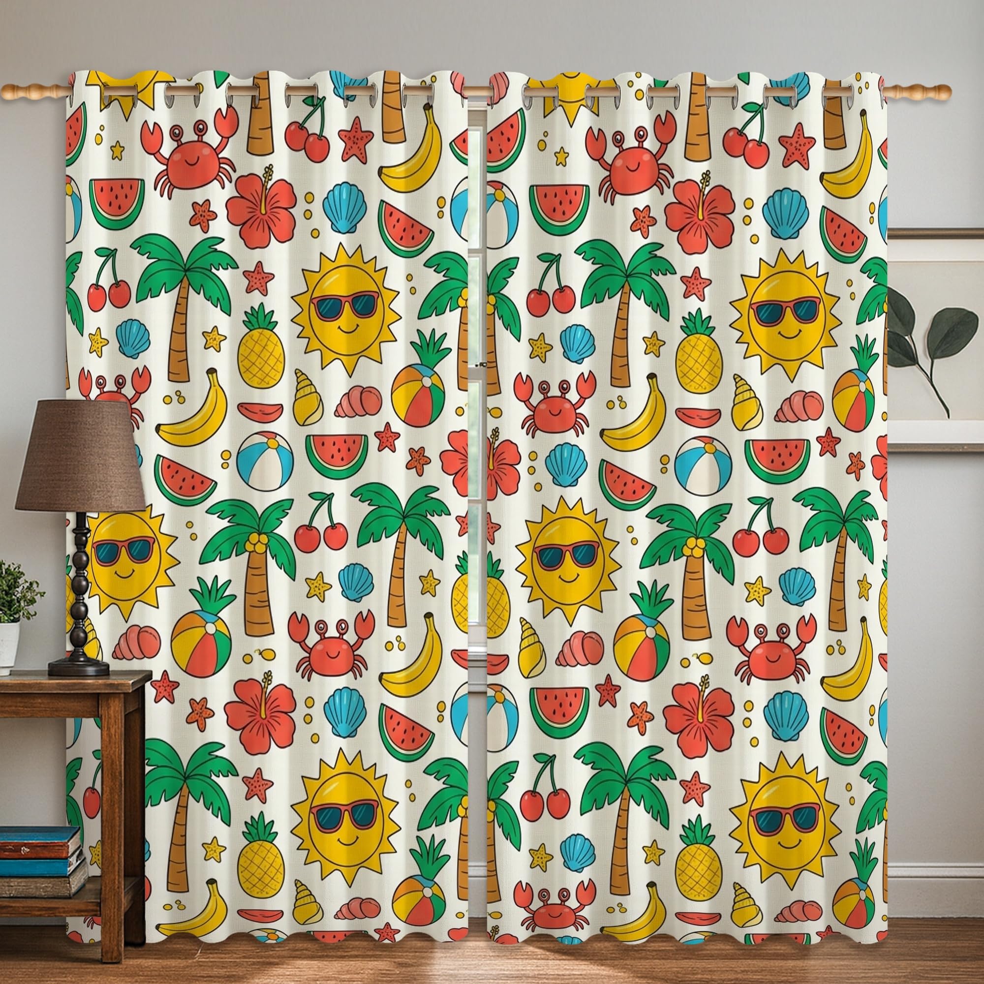 Rideau occultant isolant thermique jaune palmier 132 x 183 cm
