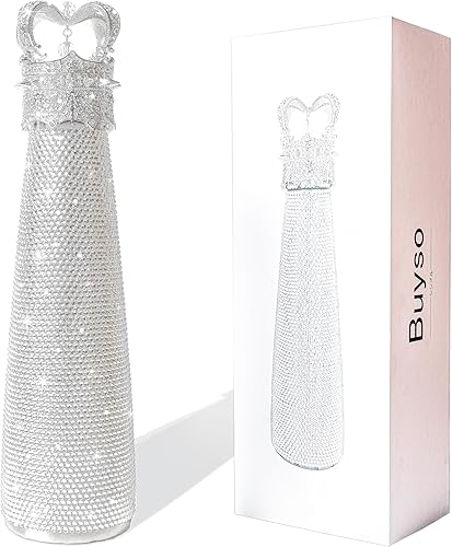Miniatura 6 de Buyso Botella de agua dorada con diamantes de imitación dorados, reutilizable, aislada, de acero inoxidable, regalo estético prémium