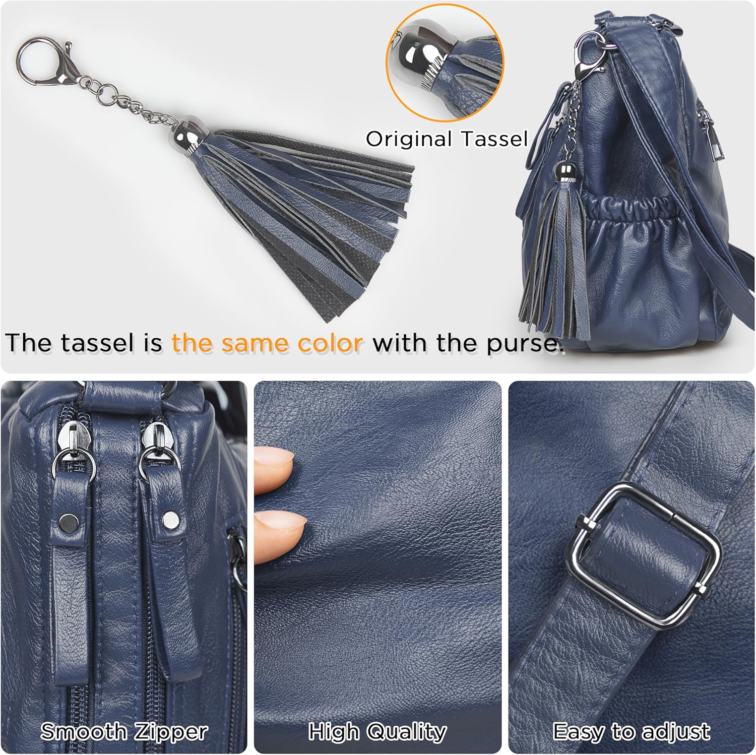 VOLGANIK ROCK Crossbody Bag for Women with Tassel Ladies Soft PU leather Purses and Handbag Pocketbooks