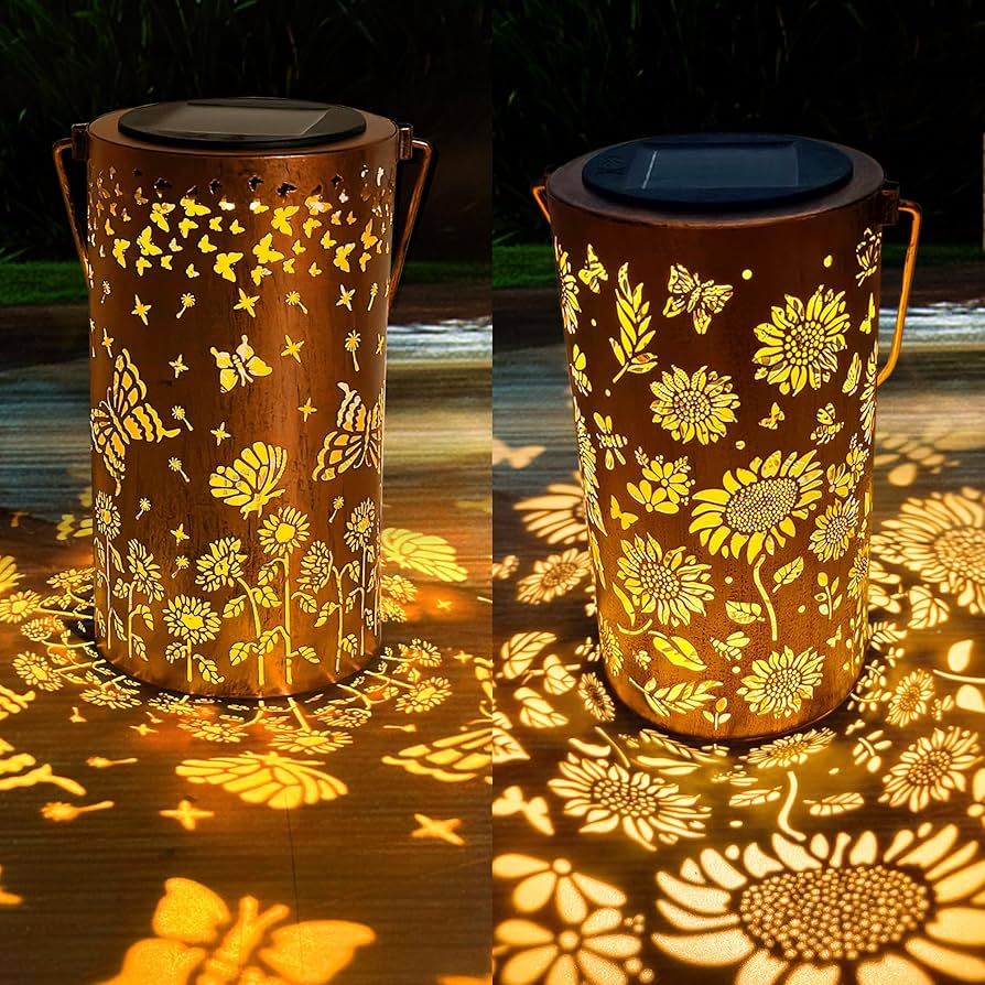 Amazon.com: Sunflower & Butterfly Solar Outdoor Lanterns