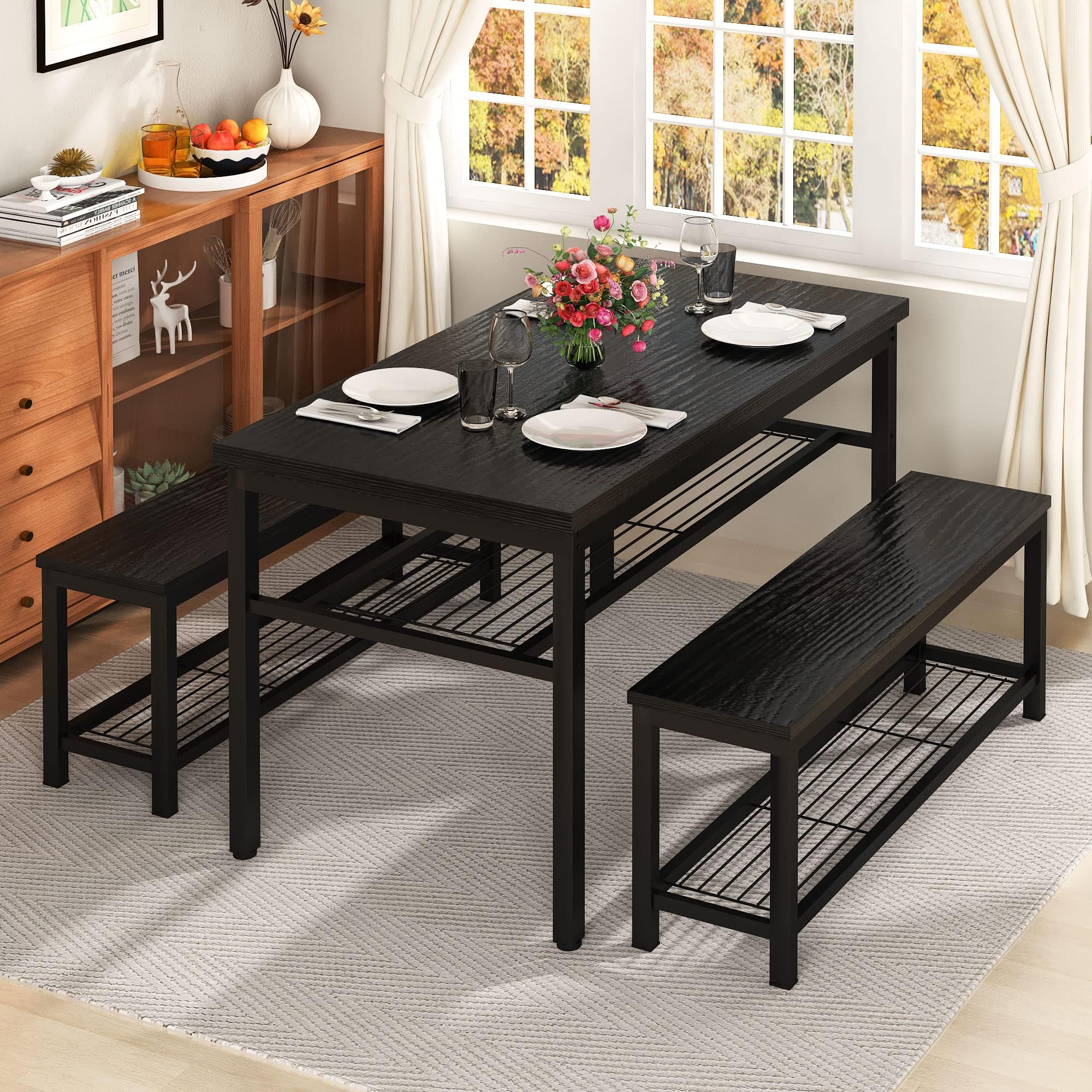 COSTWAY 4Piece Dining Table Set for 4,Kitchen Table with