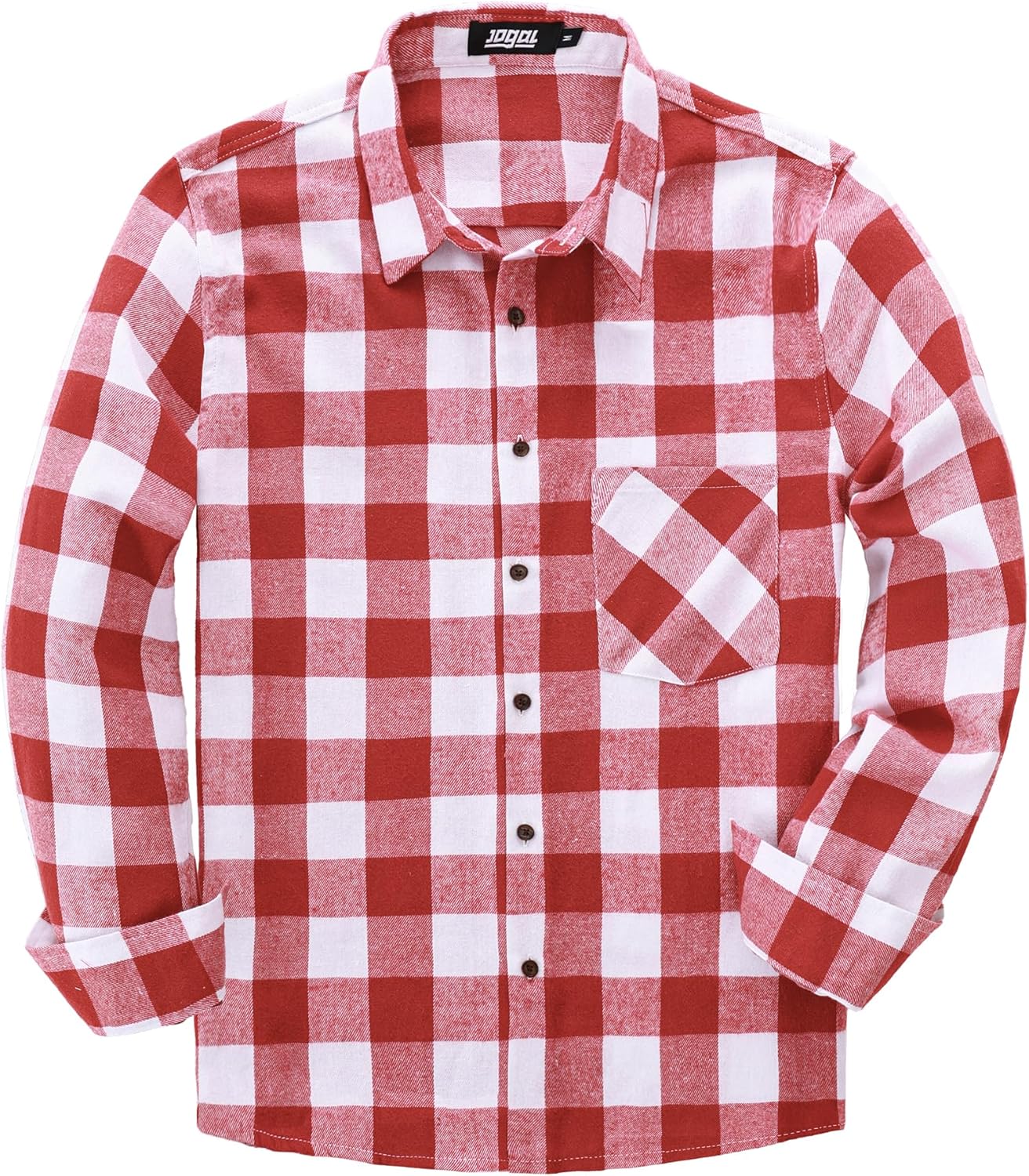 JOGAL Long Sleeve Shirts for Men Plaid Button Down Shirt Mens Casual Cotton Button Up Pocket Shirt - Image 2