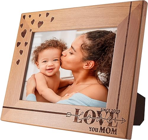 Be Burgundy - Marco de fotos personalizado para mamá de 5.0 x 7.0in, diseño de mamá con texto "Love You Since"