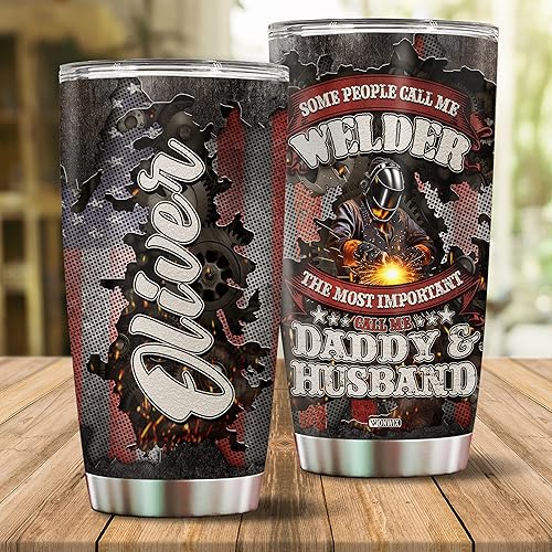 Miniatura 2 de WONWIX Regalos de soldador para hombres, vasos personalizados de acero inoxidable de 20 onzas, 30 onzas, taza de viaje para café, taza de viaje,