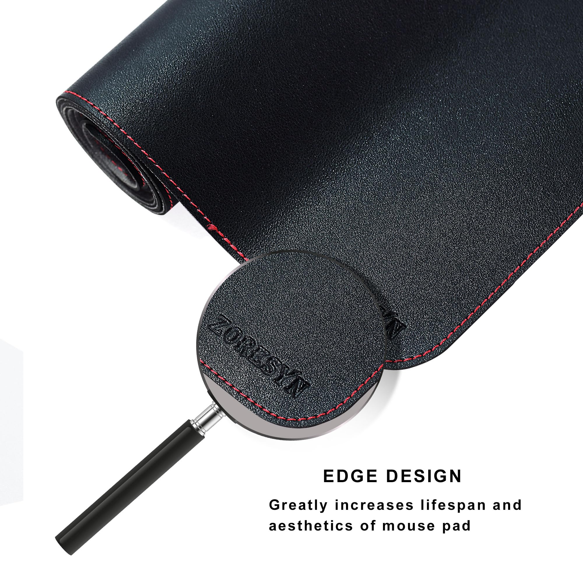 ZORESYN Tappetino per Mouse Grande [150cm x 90cm] - Tappetino Scrivania pelle - Mousepad XXL - Pelle PU Impermeabile + Scamosciata Antiscivolo (Nero)