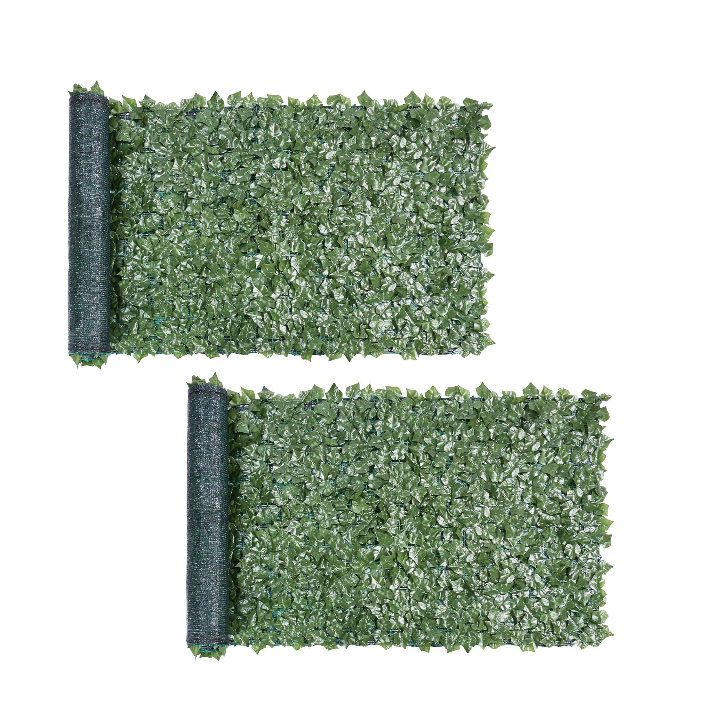 Yaheetech 2 Stück Künstliche Efeu Garten Sichtschutz, Künstliche Pflanzenwand mit Schattennetz, Efeu Sichtschutz, Künstliche Hecke für Balkon Gartenhecken Dekoration, 300× 100cm (LxB)