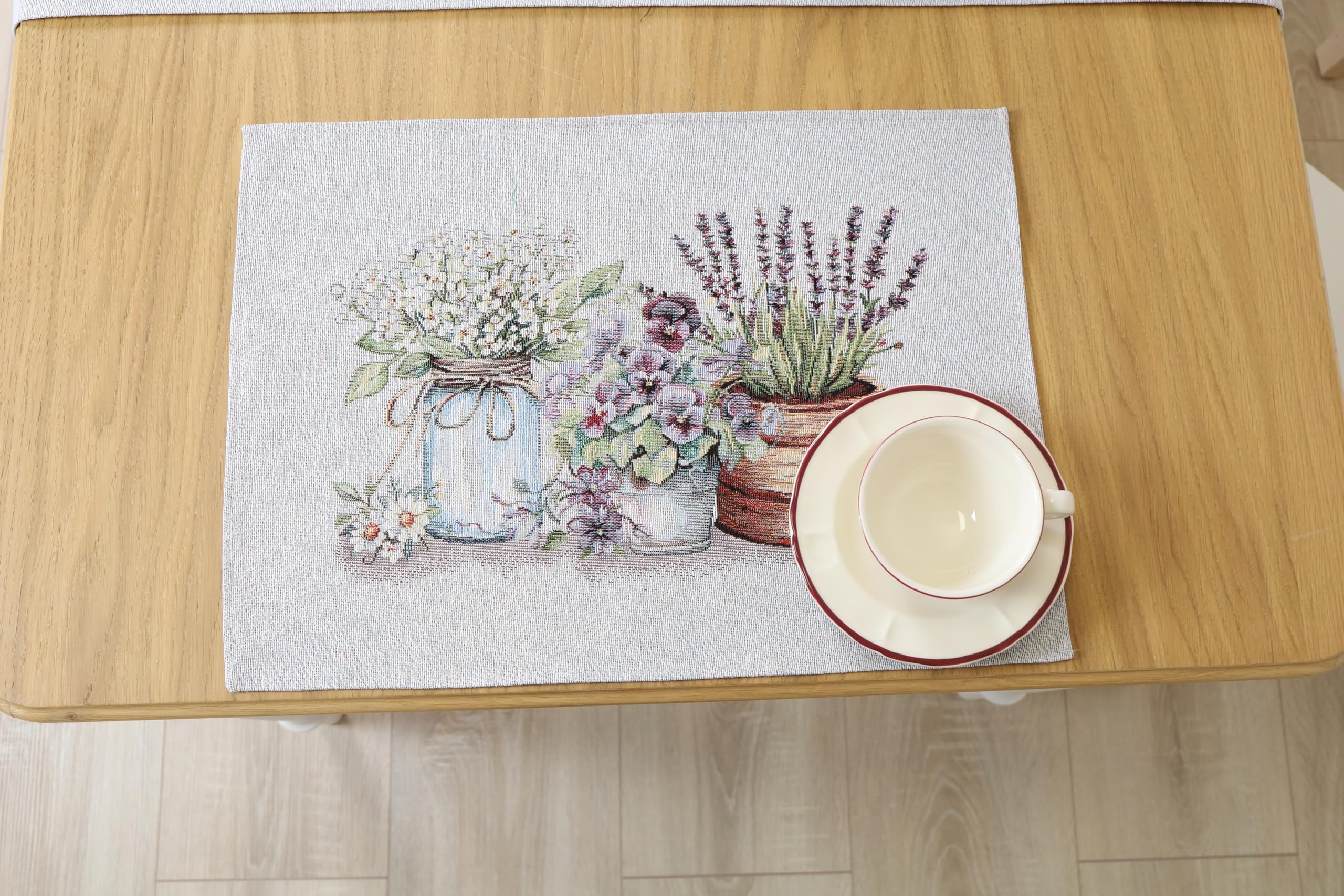 Juego de 8 manteles individuales lavables, 35 x 45 cm, manteles individuales de tela 100 % jacquard, posavasos reutilizables de alta calidad para bodas, cumpleaños, cocinas, cafés, armonía de lavanda