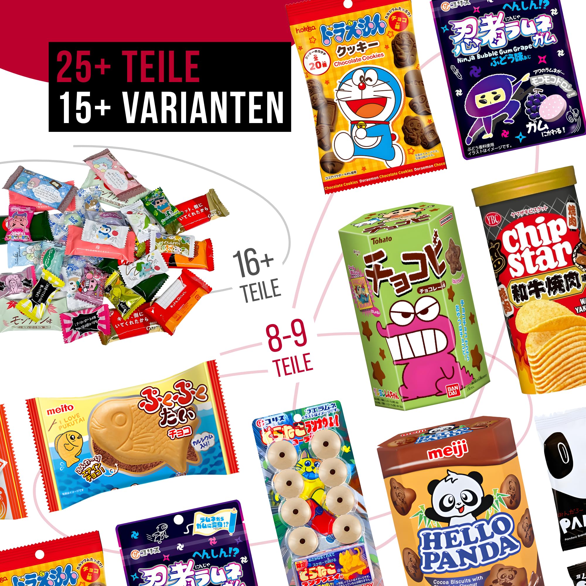 boxtasy Japanische Süßigkeiten Box erstellt mit Sweets Snacks Bonbons Candy und Chips aus Japan mit über 25 Teilen als Geschenk-Set Probierpaket Probierset