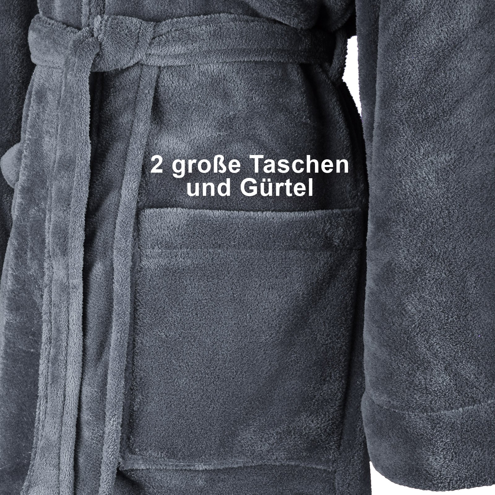 Gräfenstayn® Damen & Herren Kuschelfleece Bademantel mit Kapuze Größe S-XXXL mit Öko-Tex Standard 100 Flanell Fleece