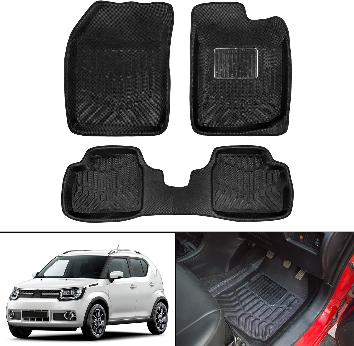 Autofy 3D Carbon Polymer Car Floor Mat/Floor Carpet/Floor