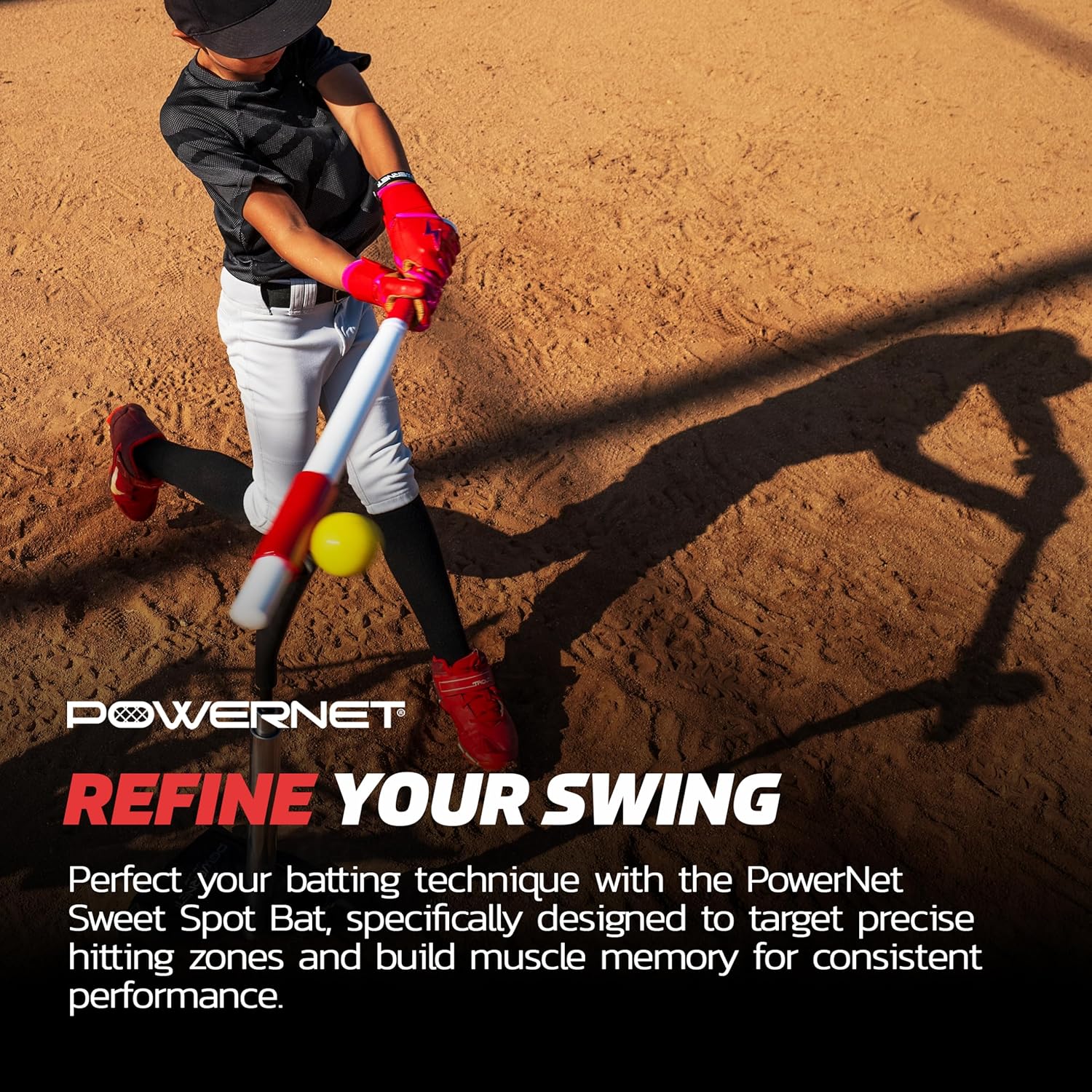 PowerNet Sweet Spot Softball Baseball Hitting Trainer Bat, Develop Proper Swing Technique & Hitting Location, Baseball Trainer Bat, Batting Practice Equipment (27" /24 oz, 31" /28 oz or 34" /32 oz)
