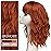 Nnzes Short Orange red Wavy Wig with Bangs for Women Shoulder Length Bob Curly Women\'s Charming Synthetic Wigs with Natural Wavy Wig Heat Resistant Hair for Daily Party Use