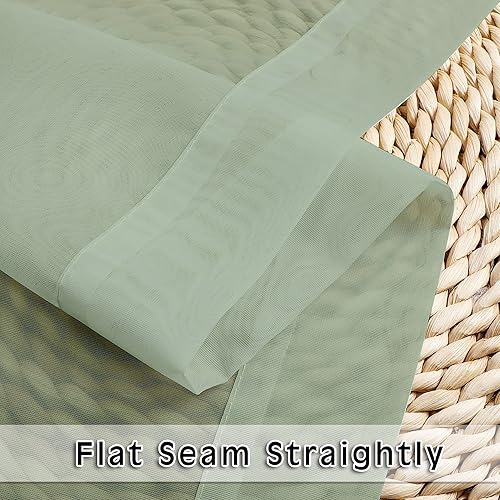 Miniatura 6 de OVZME Cenefa corta, semitraslúcida, para ventana de cocina y sótano, con jareta doble para cortinero, juego de 2 paneles, 42 pulgadas de ancho x 14