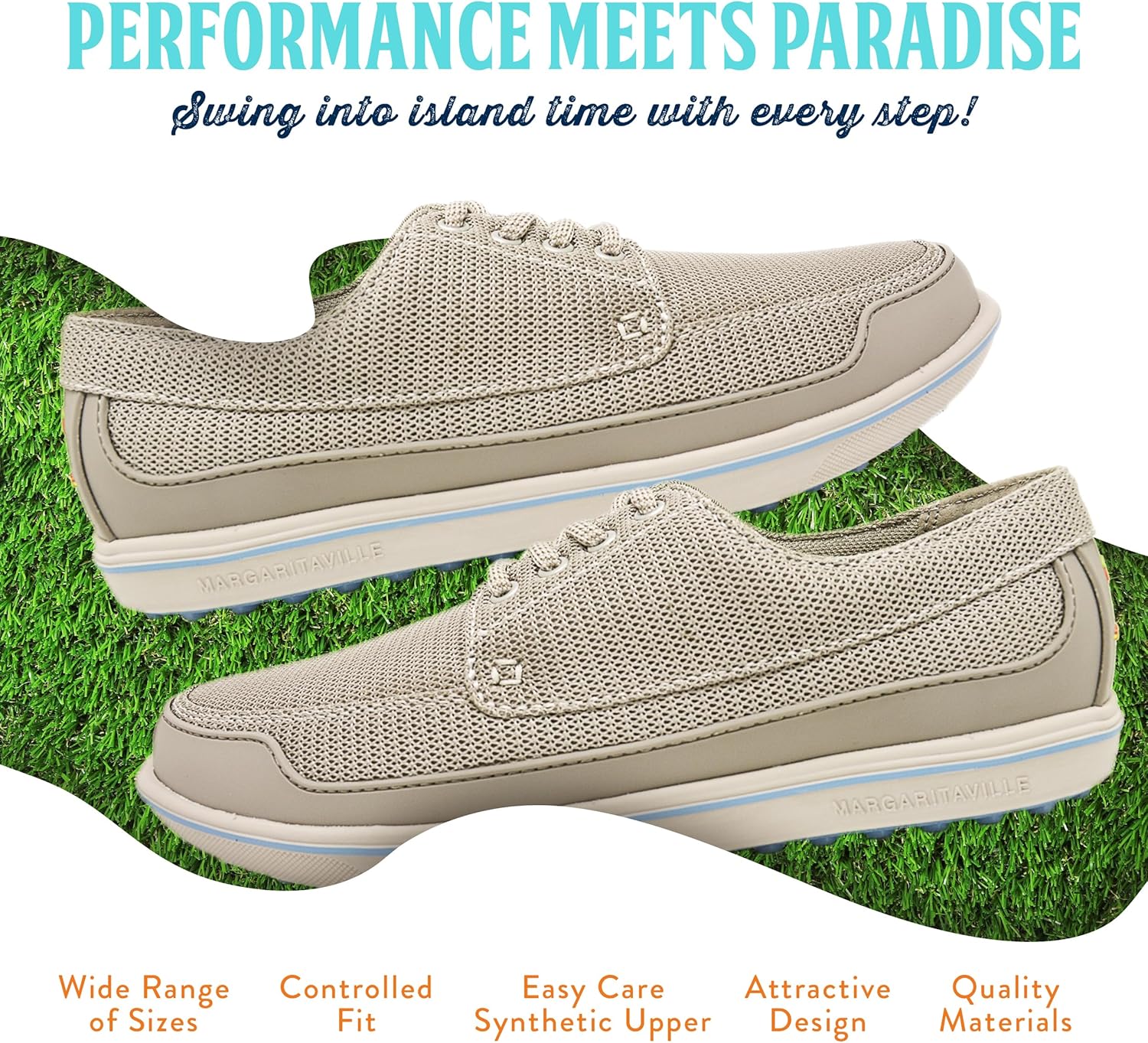 Margaritaville Golf Shoes, The Gimmie, Spikeless Mens Golf Shoe, Golf Footwear with Rubber Toe Guard and Stability Heel Frame, Lace Up Athletic Mens Shoes - Image 6