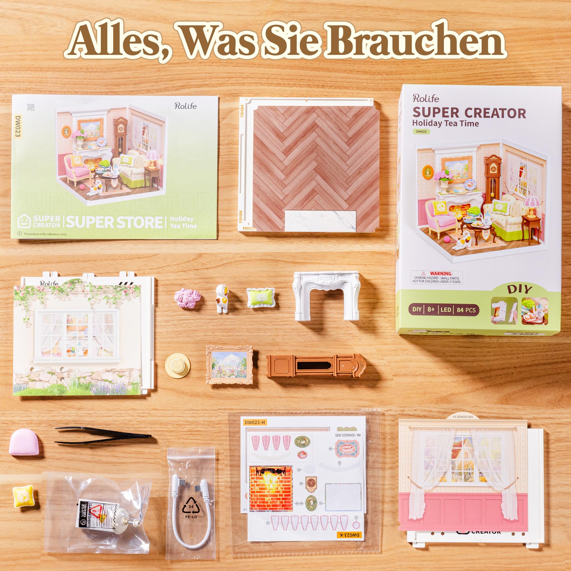 Rolife Super Creator DIY Miniature House Miniatur Haus Bausatz Selber Bauen Deko für Schreibtisch Bücherregal Modellbausatz Diorama Modellbau Bastelset für Kinder (Farmhouse Kitchen)