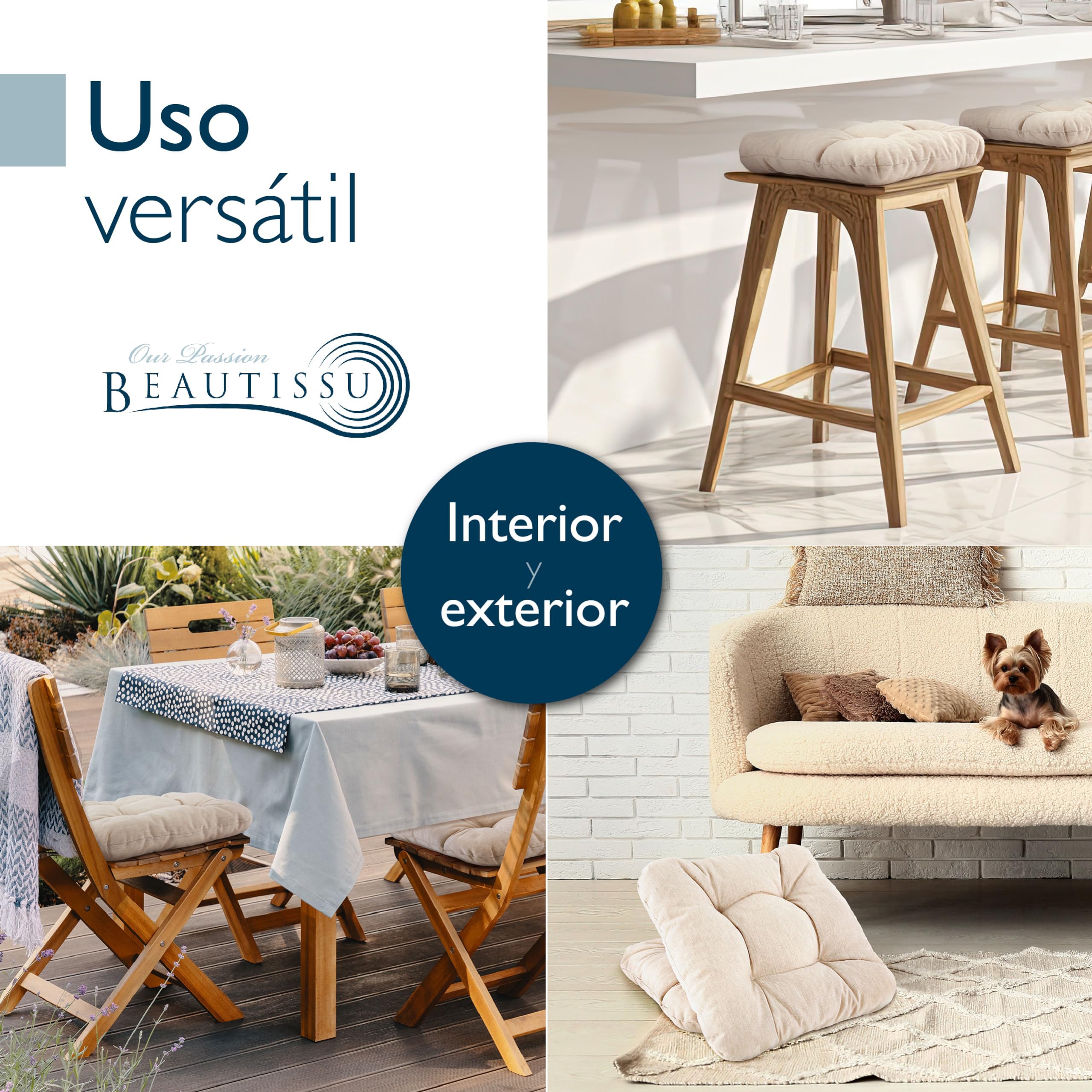 Beautissu 6X Cojines de Silla Premium para Interior y Exterior, Made in EU