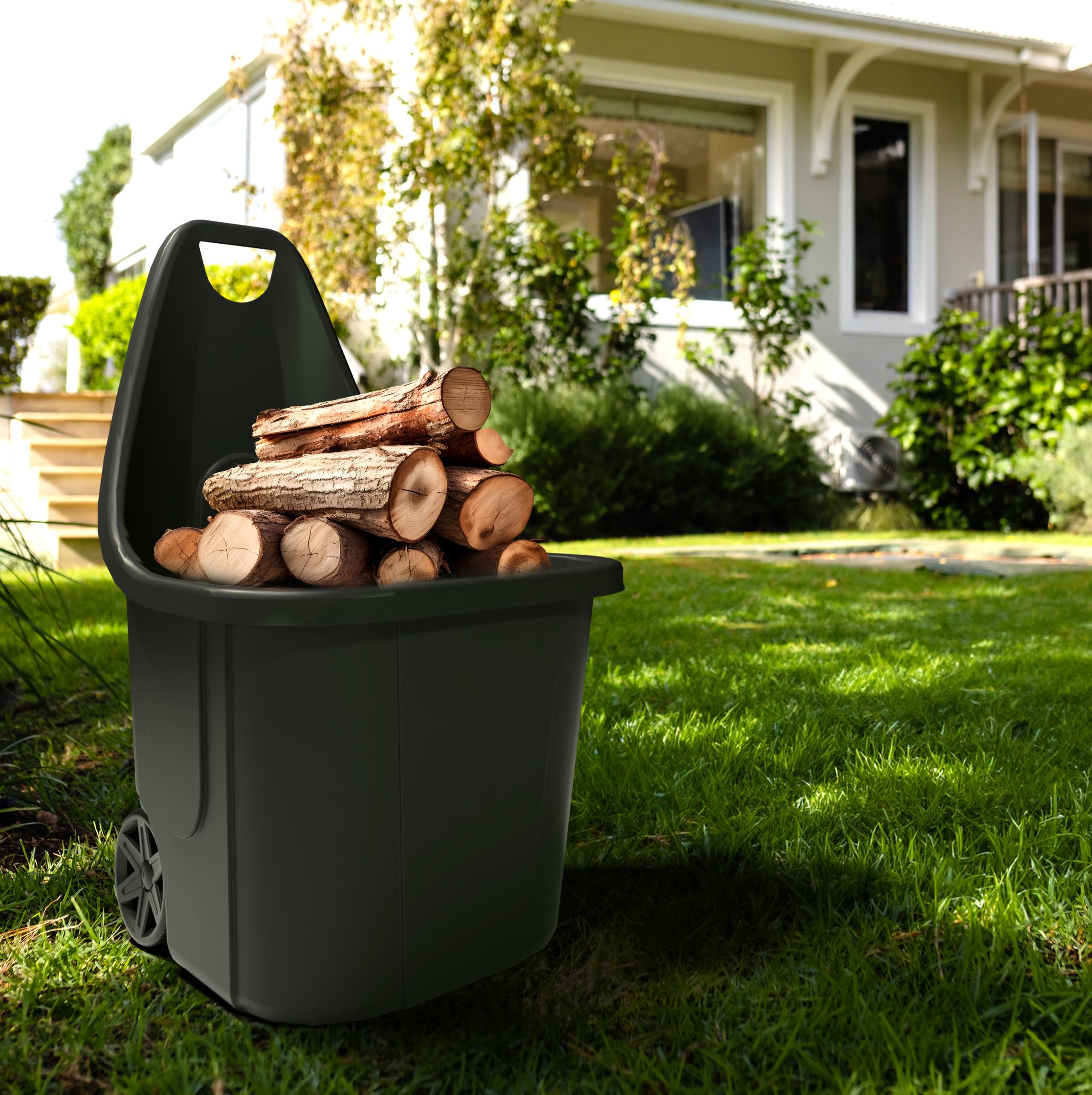 Schubkarre Gartenkarre 60L kann bis zu 40kg tragen. Gartenwagen aus Kunststoff 84x60x50 cm (Schwarz)