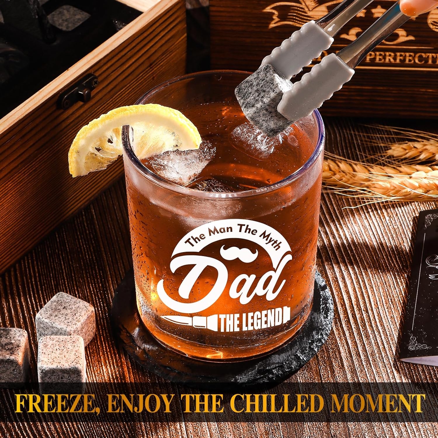 Dad Whiskey Glasses 12 oz, Rock Glasses Dads Birthday Gifts Ideas, Cool Gag Gifts for Dads Who Wants Nothing, Unique New Dad Gift from Daughter, Kids on Fathers Day - Image 4