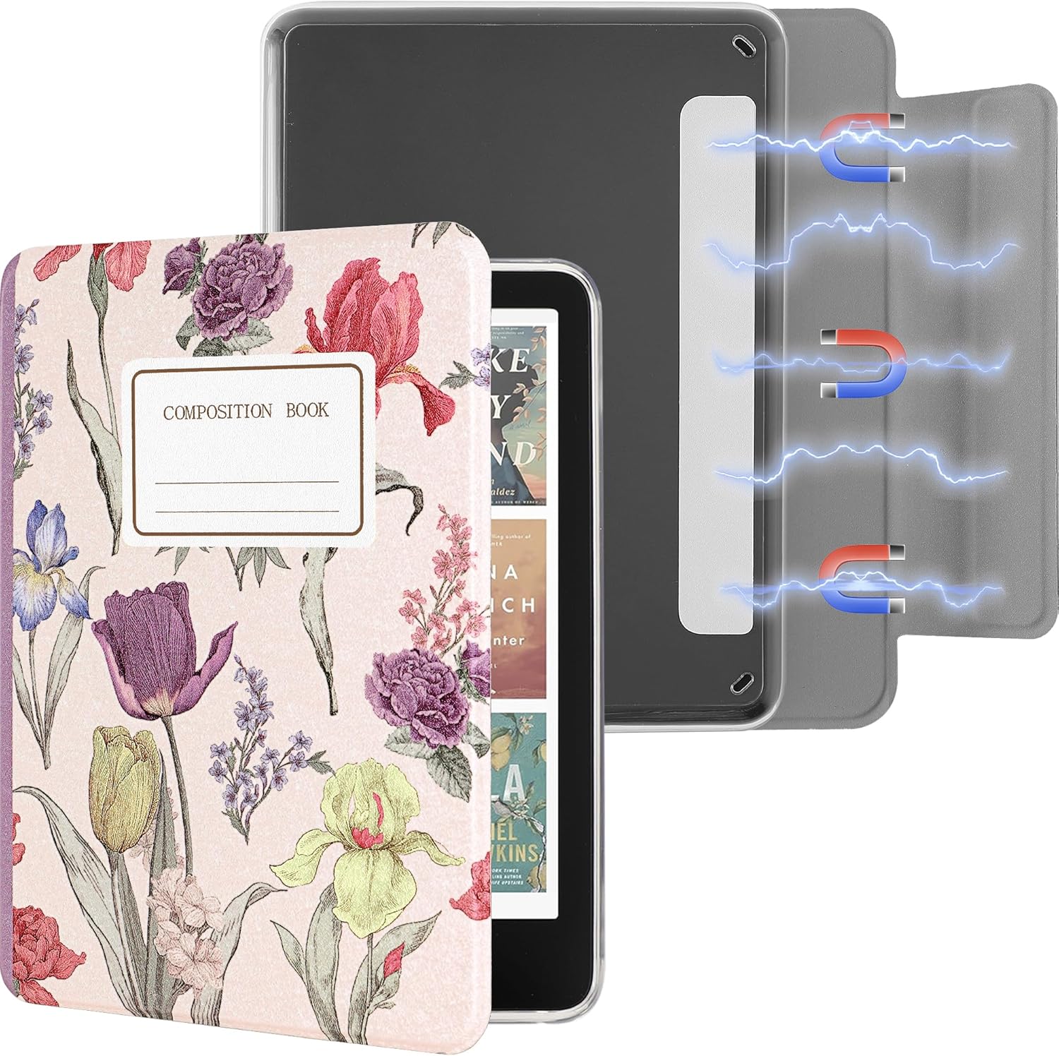 Magnetic Detachable Case for 7" Kindle Paperwhite 12th Gen 2024 and Kindle Colorsoft Signature Edition, Slim PU Leather Cover Case, Composition Book, Crocodile Print