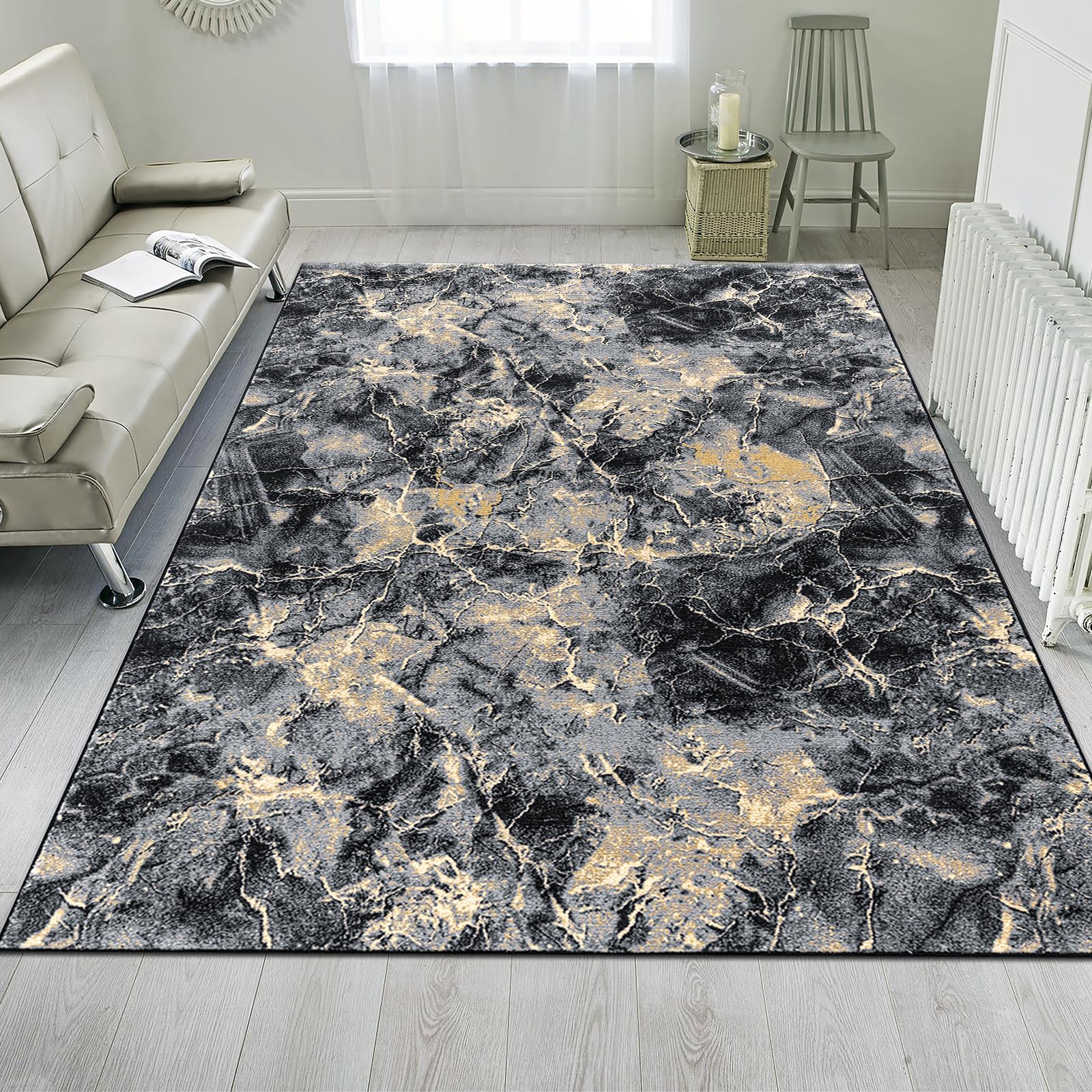 renoazul® Carpet Runners for Hallways Non-Slip Long & Wide Heavy-Duty Plain | 80 x 300 cm Super Absorbent Indoor Stair Carpet and Kitchen Anti-slip Floor Mats - Greeky Rug - Grey & Black — view 83