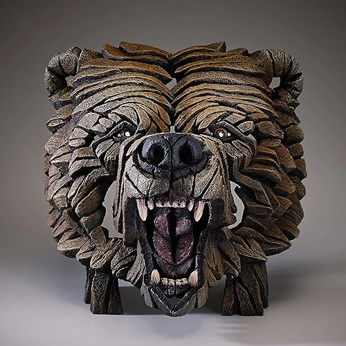 Enesco Edge Sculpture - Figura de busto rugiente con cara de oso, 14.96 pulgadas, marrón
