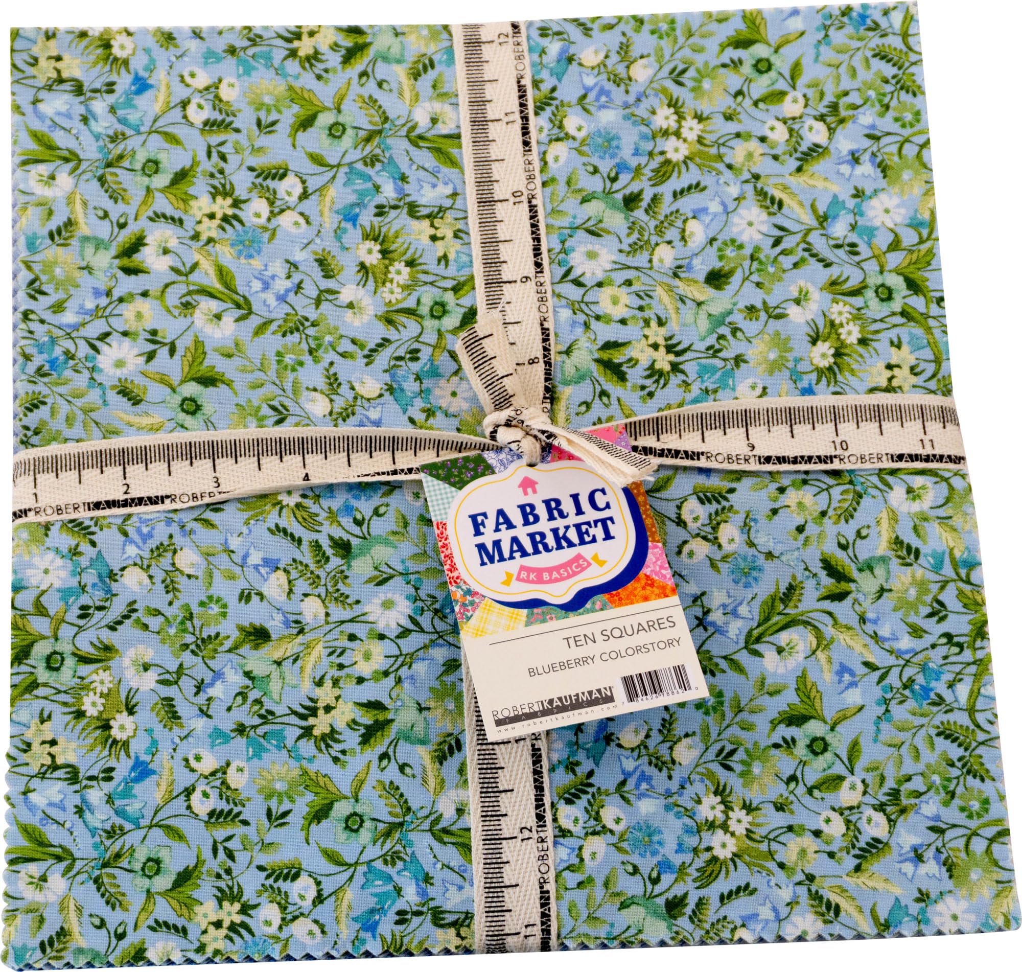 Flowerhouse Fabric Market Blueberry 42 10-inch Squares Layer Cake Robert Kaufman TEN-1503-42