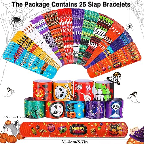 Miniatura 2 de JUNEBRUSHS Paquete de 50 pulseras de goma surtidas para niños y niñas, regalos de Halloween, regalos de Halloween, regalos de bolsas de golosinas