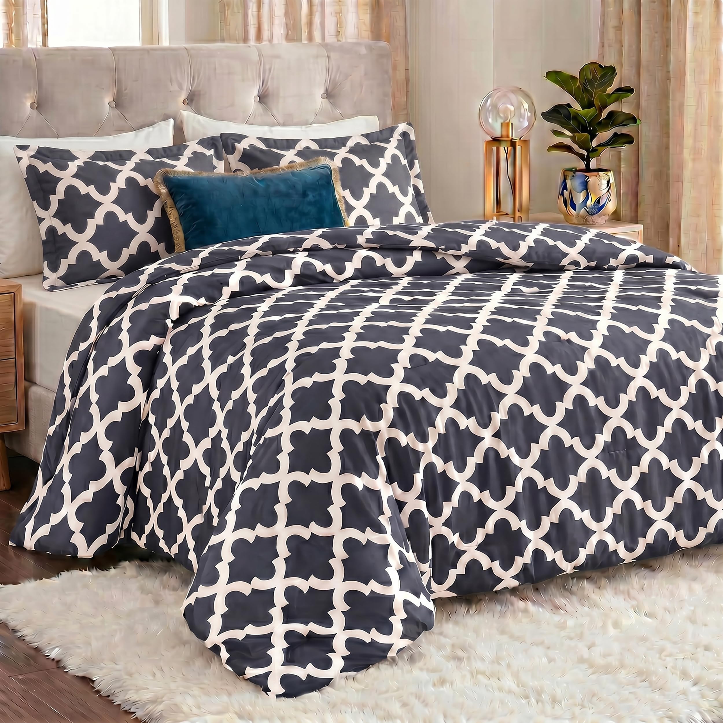 Queen Comforter Set 3 Piece Grey by Utopia Bedding, Printed Comforters Queen Size, Bedding Comforters Sets, Down Alternative Soft Bed Set, 1 Comforter (88 x 88 inches) 2 Pillow Shams (20 x 26 inches)
