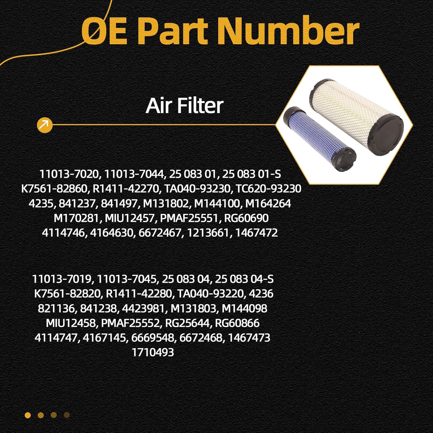 P822858&P821575 air filter set compatible with Donaldson FPG05 Air Cleaner Bobcat 6672467 PM252Z PM260Z PM272Z Replaces 11013-7044 & 11013-7045 2508301 2508304 46438 42985(set of 4)