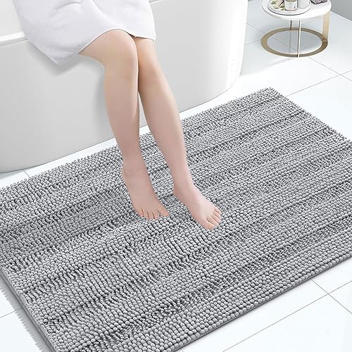 Miniatura 63 de Grandaily - Alfombras de baño de felpilla a rayas, extragruesas y absorbentes, antideslizantes, con fibras largas y suaves, lavables a máquina, para