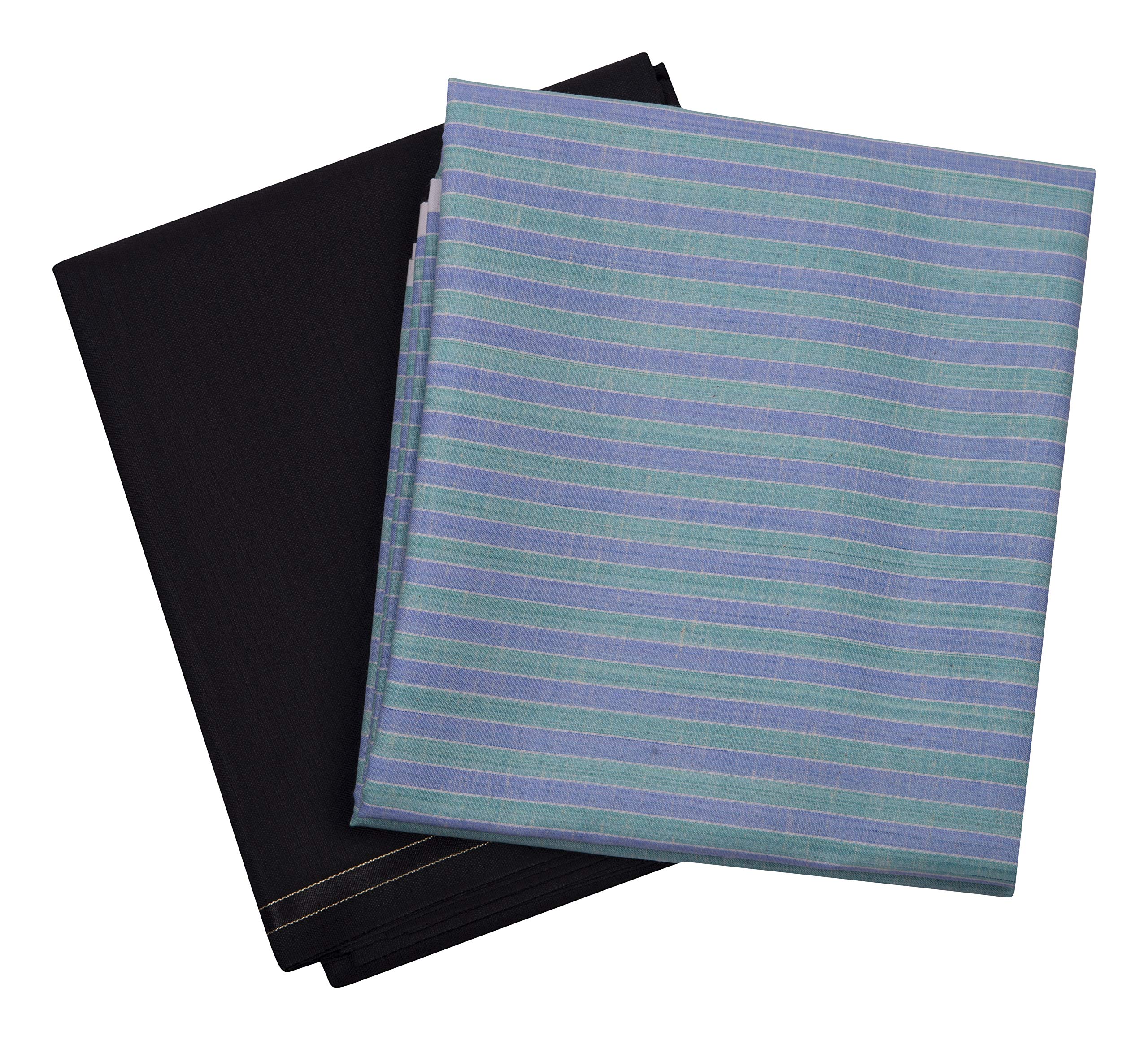 PolyBlend Unstitched Fabric Striped Shirt (2.25m) and Trouser (1.2m) Combo Set[5 Varients]-image-47