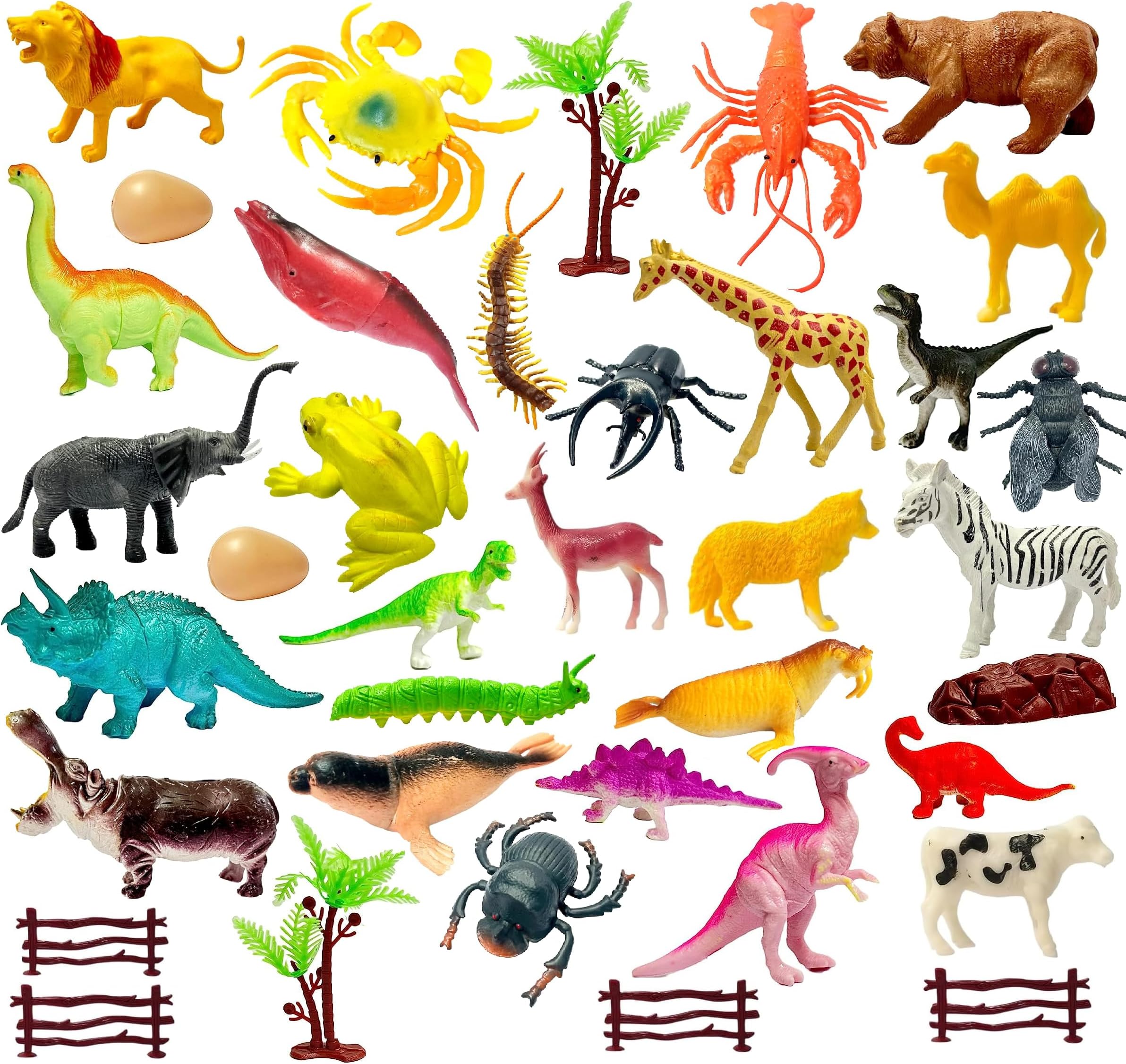 Amitasha 30 Pc Animal Toys for Kids 2 Years Wildlife Figurines Educational Zoo Miniatures Jungle Safari Playset for Kids Boys Girls Birthday Gift - Random 30 Animals Will be Sent