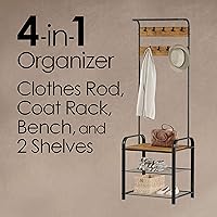 Vista 3 de Lavish Home Perchero de entrada - Banco de almacenamiento de árbol de metal, 18 pulgadas de ancho, plateado