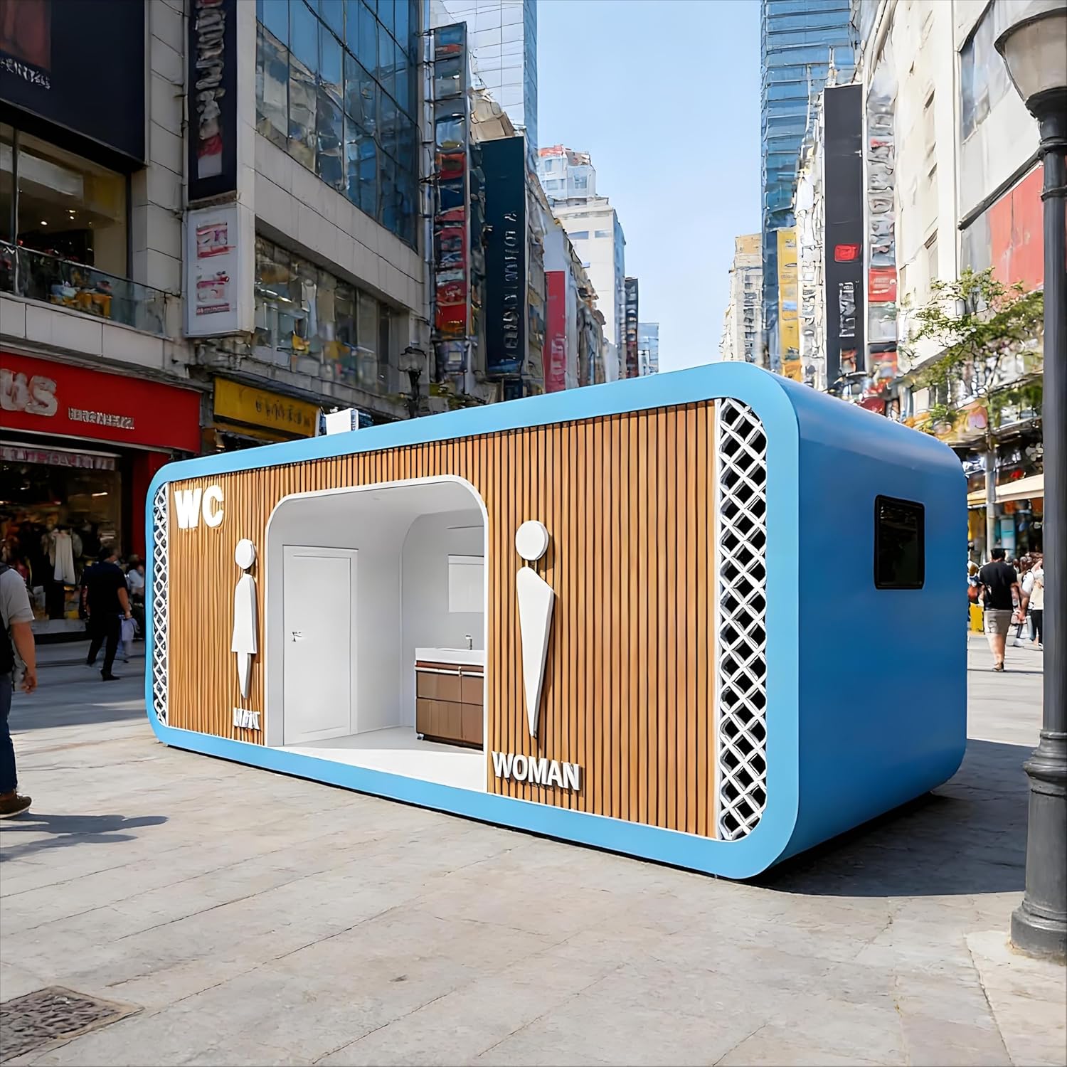 Portable Toilet Portable Restroom for Commercial Rental, Multi Stall Flushing Mobile Restroom Trailer with Sink, Towable Porta Potty for Construction Jobsite Events Wedding Emergency Use