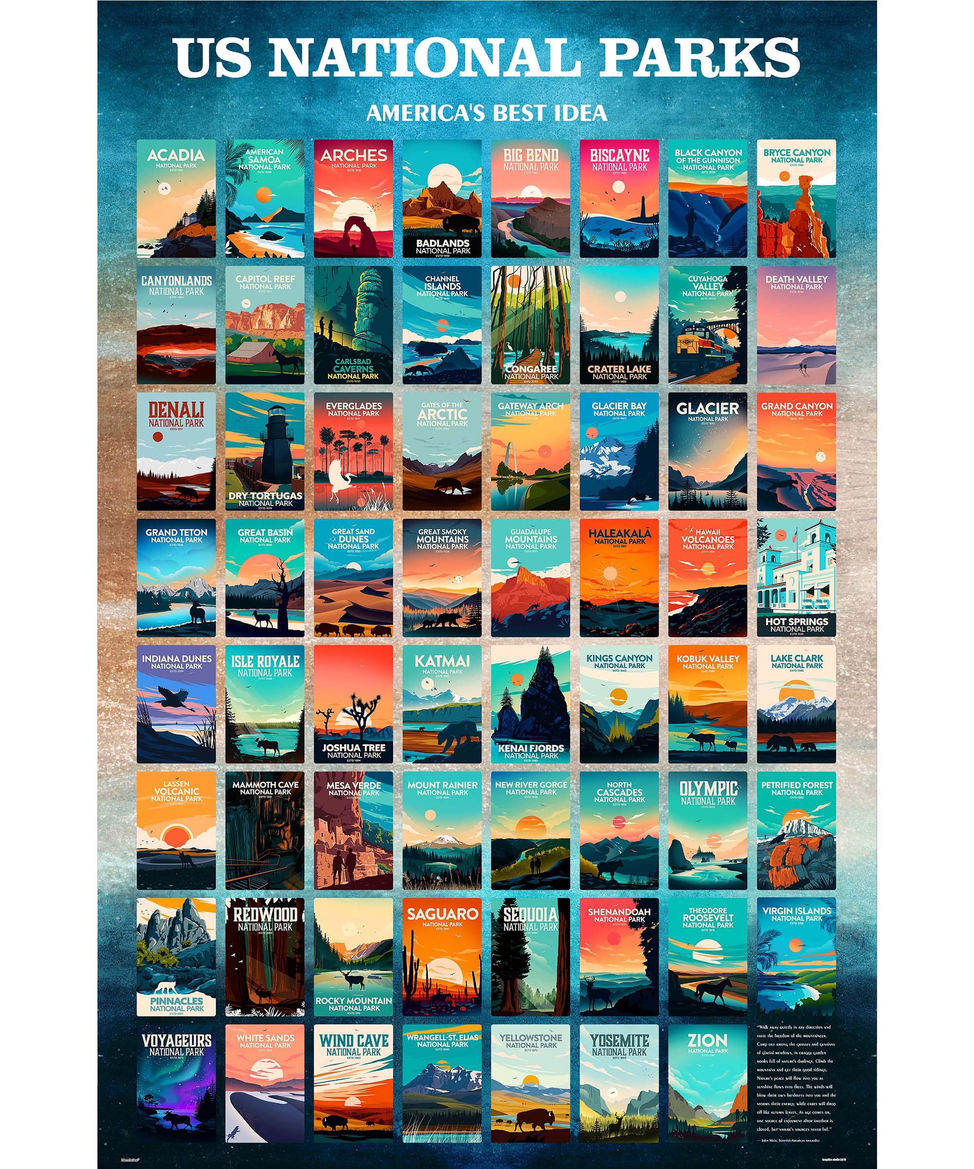 PieceRelax PieceClicks Puzzle 2000 Pièces US National Parks | Puzzle 2000 pièces pour adultes, 95 x 63,3 cm, Studio Inception, puzzle parcs nationaux américains
