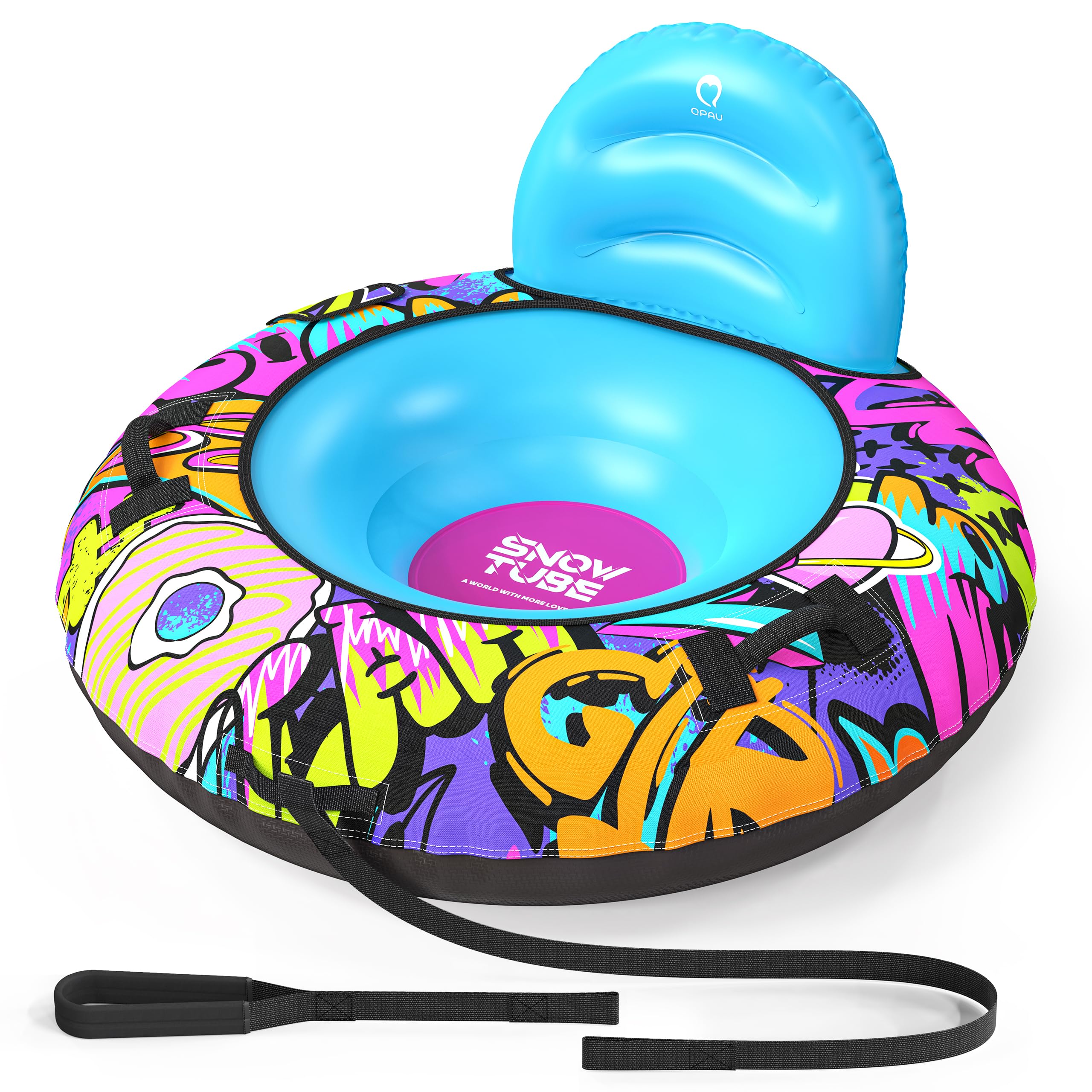 Luge Bouée Gonflable 2 Places De 200 Cm, Traîneau à Neige Robuste En Caoutchouc Rouge