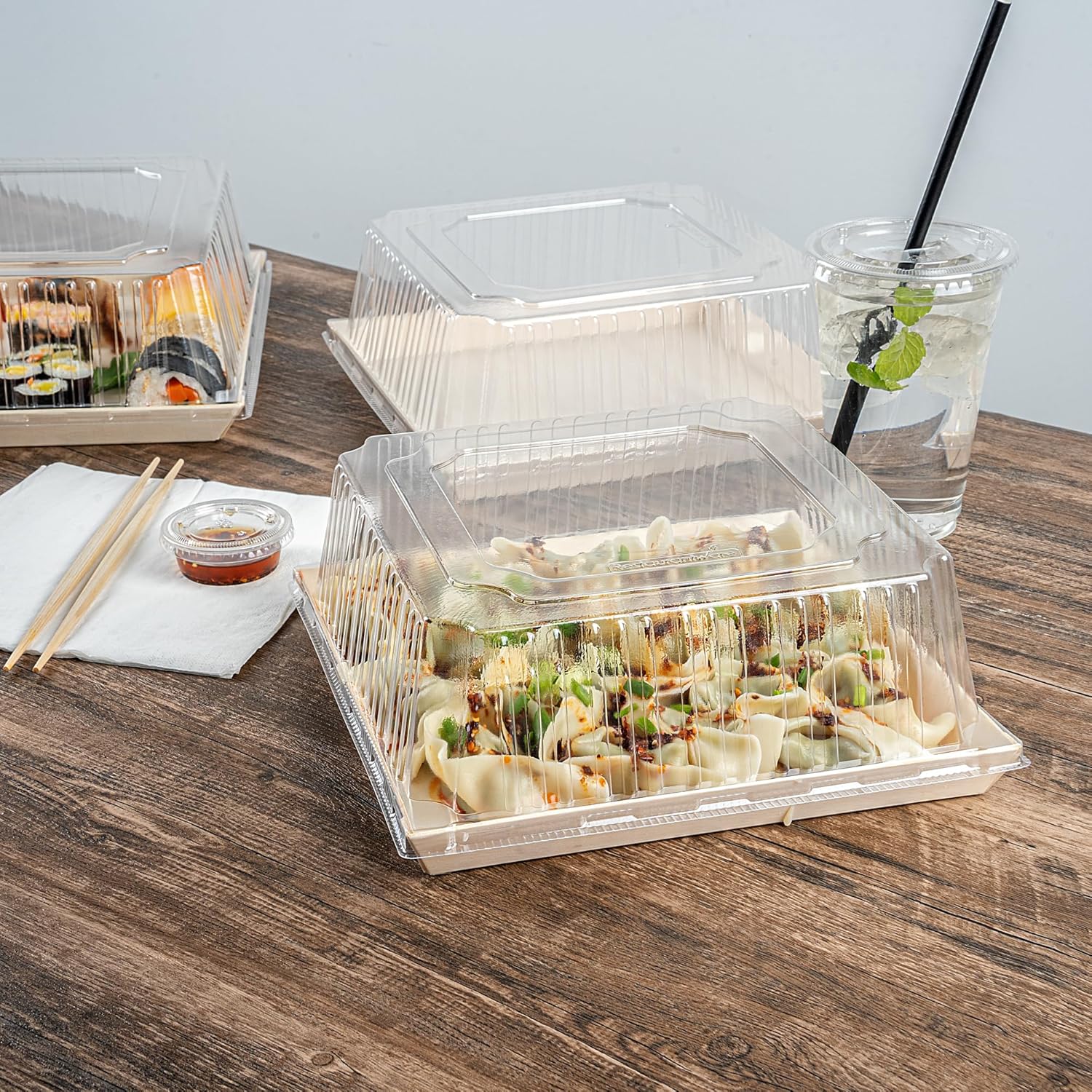 Restaurantware-LIDS ONLY: 9.5 x 9.5 x 2.8 Inch Clear Plate Lids, 25 Disposable Plate Covers - Plates Sold Separately, Dome Design, Clear Plastic Lid, For Party Platters Or Delivery Orders
