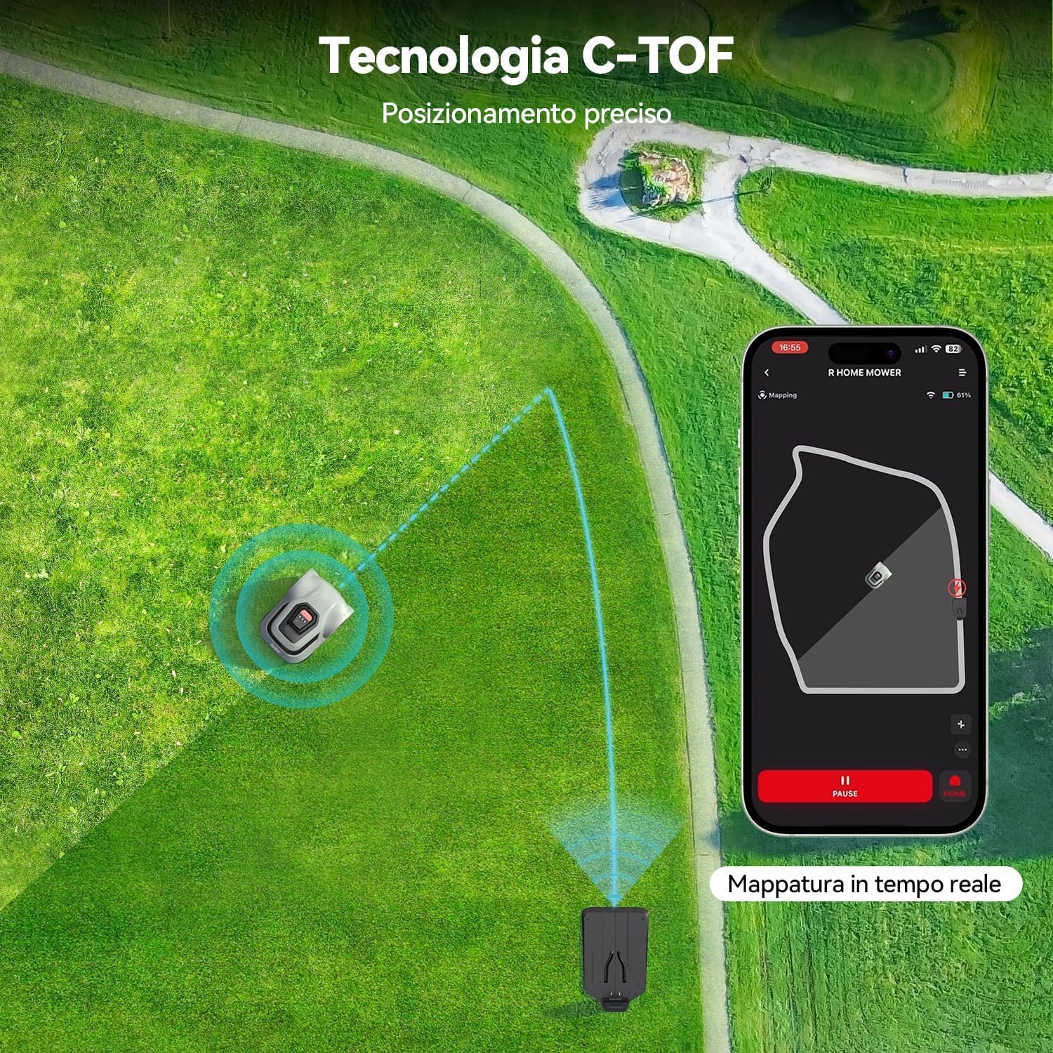 Redkey MGC500 Robot Trimmer Rilevamento di Rottura del Cavo, Angolo di Salita Massimo di 24°, Vassoio di Lame a Sollevamento Automatico, Controllo Attraverso Applicazione, per Spazi Corte fino a 500