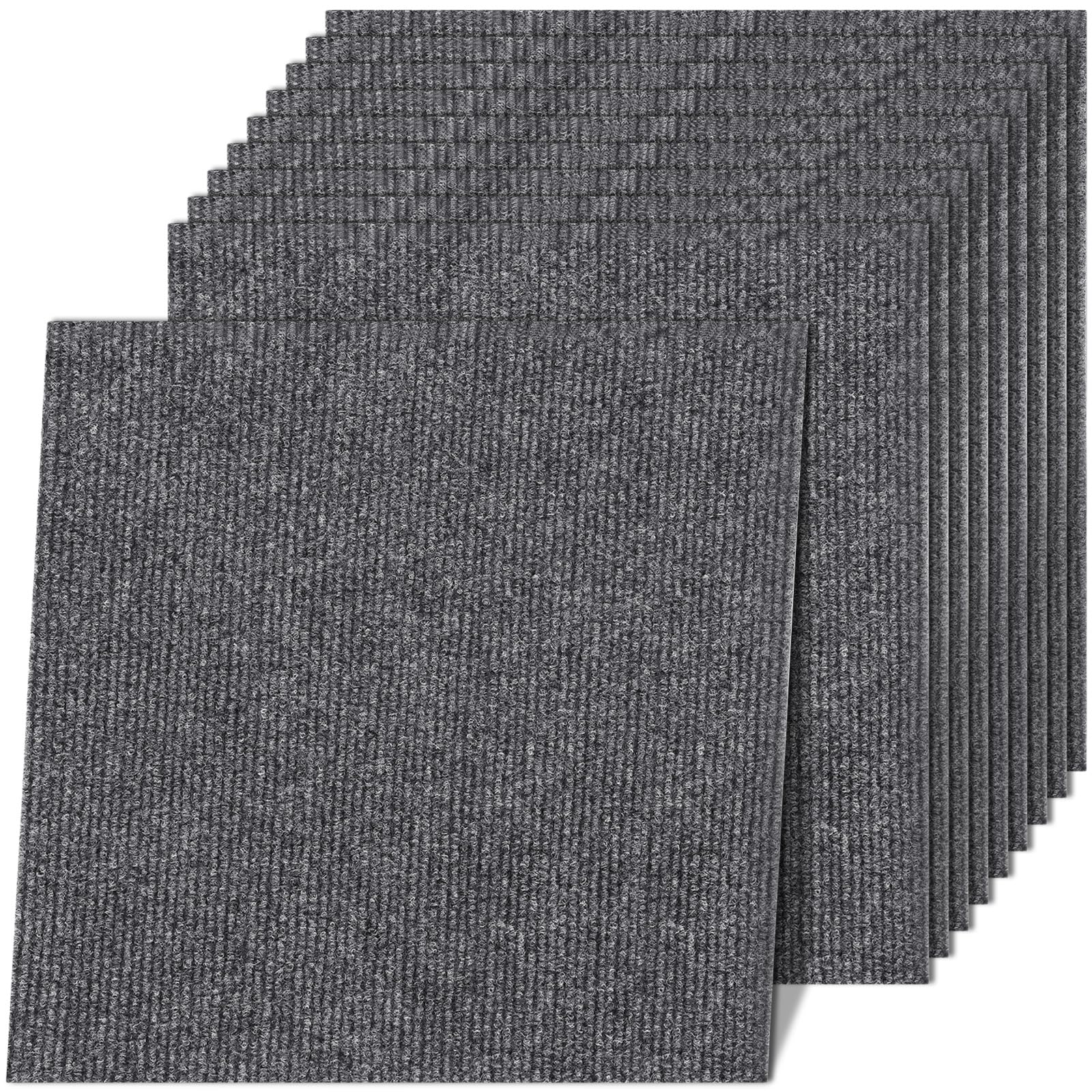 30Pcs Alfombras Suelo Autoadhesivas, 30x30cm Moquetas Azulejos Gris Oscuro Lavables Fácil de Pelar Pegar, Alfombrillas Baldosas Cuadradas Adhesivas Antideslizantes para Salón, Dormitorio, Oficina