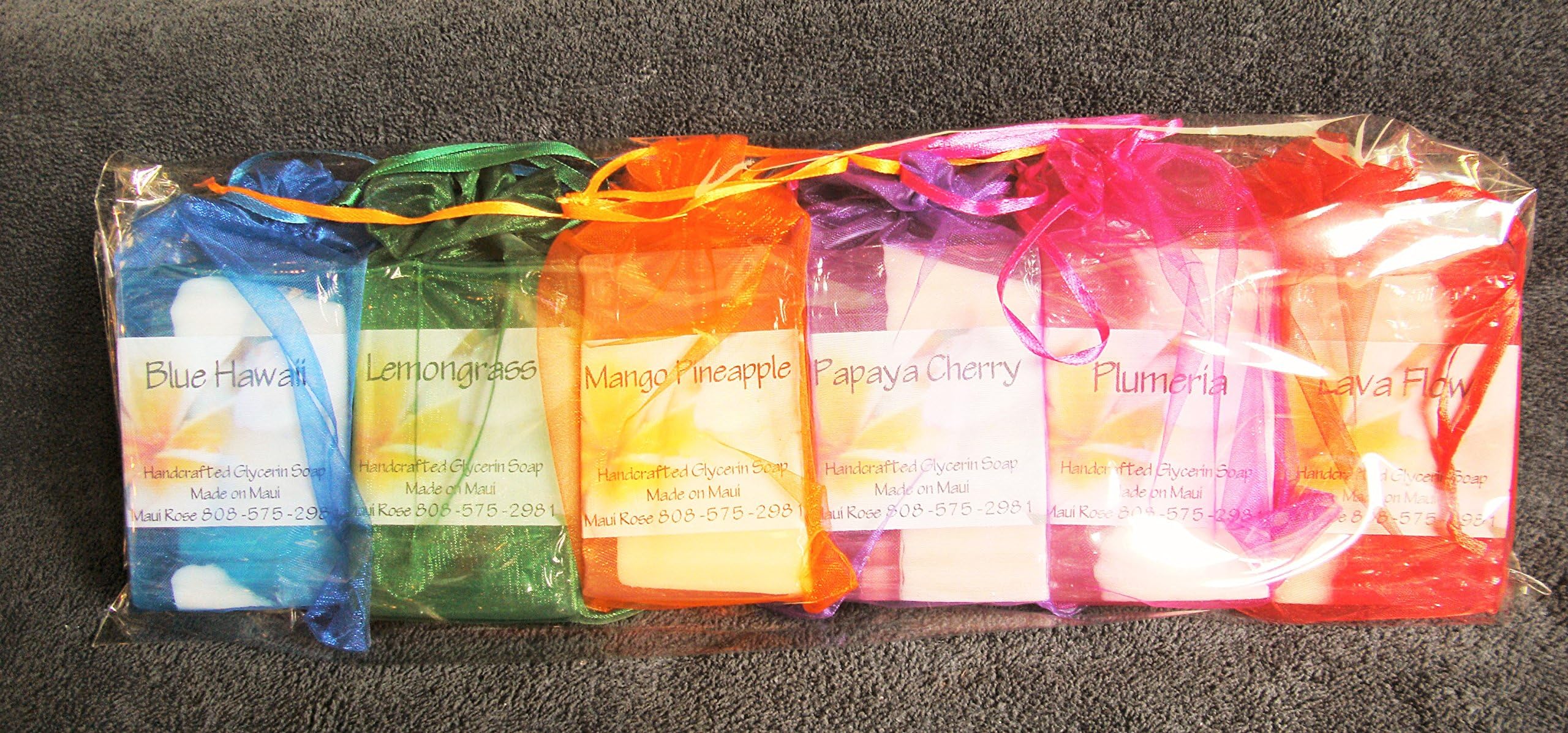 Maui Rose Soaps Gift Pack $55.00. Six luxurious, tropical scented, skin softening bars of pure Hawaiian Aloha.