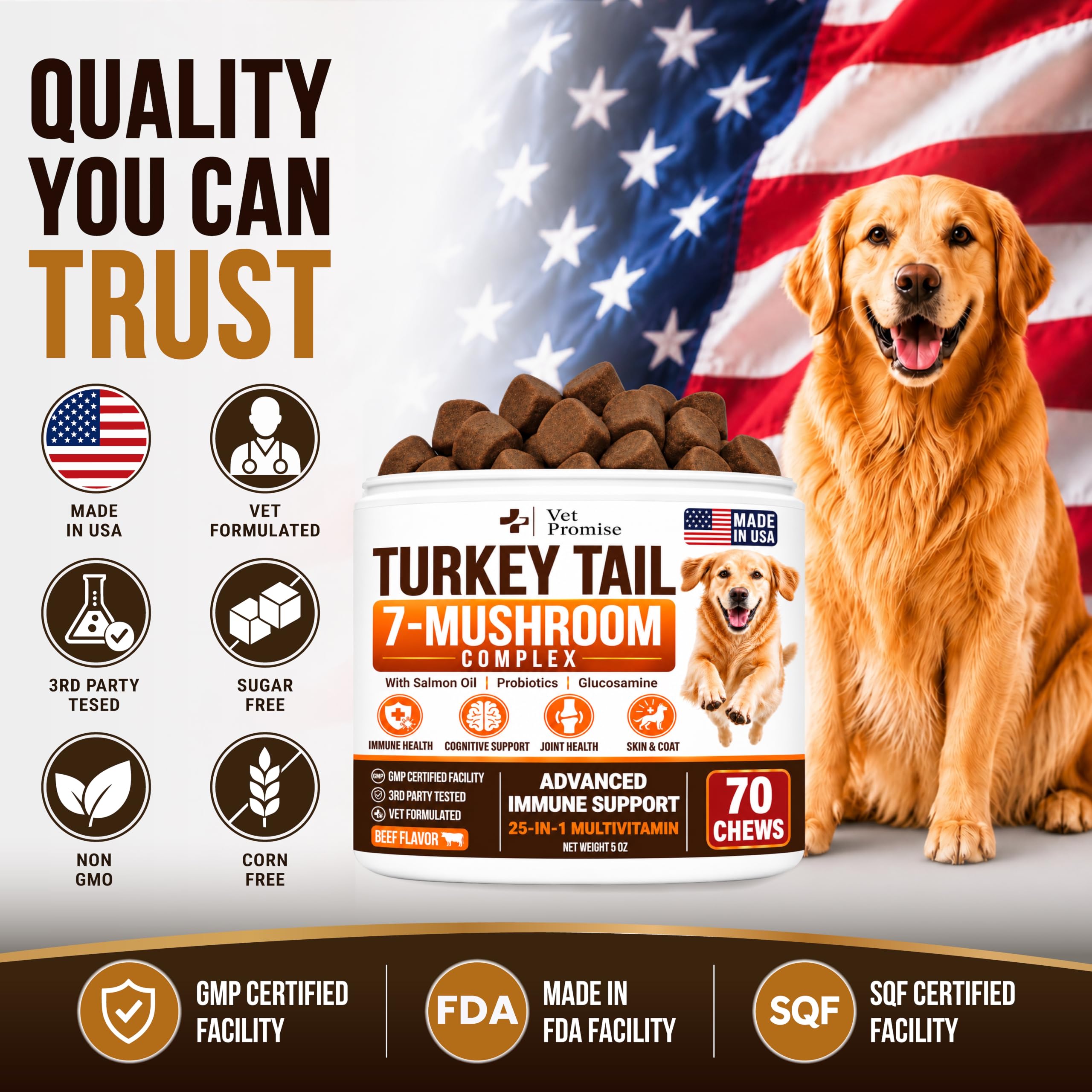 Turkey Tail Mushroom for Dogs - Dog Lipoma Mushroom Supplement, 70 Treats — Amazon image 5